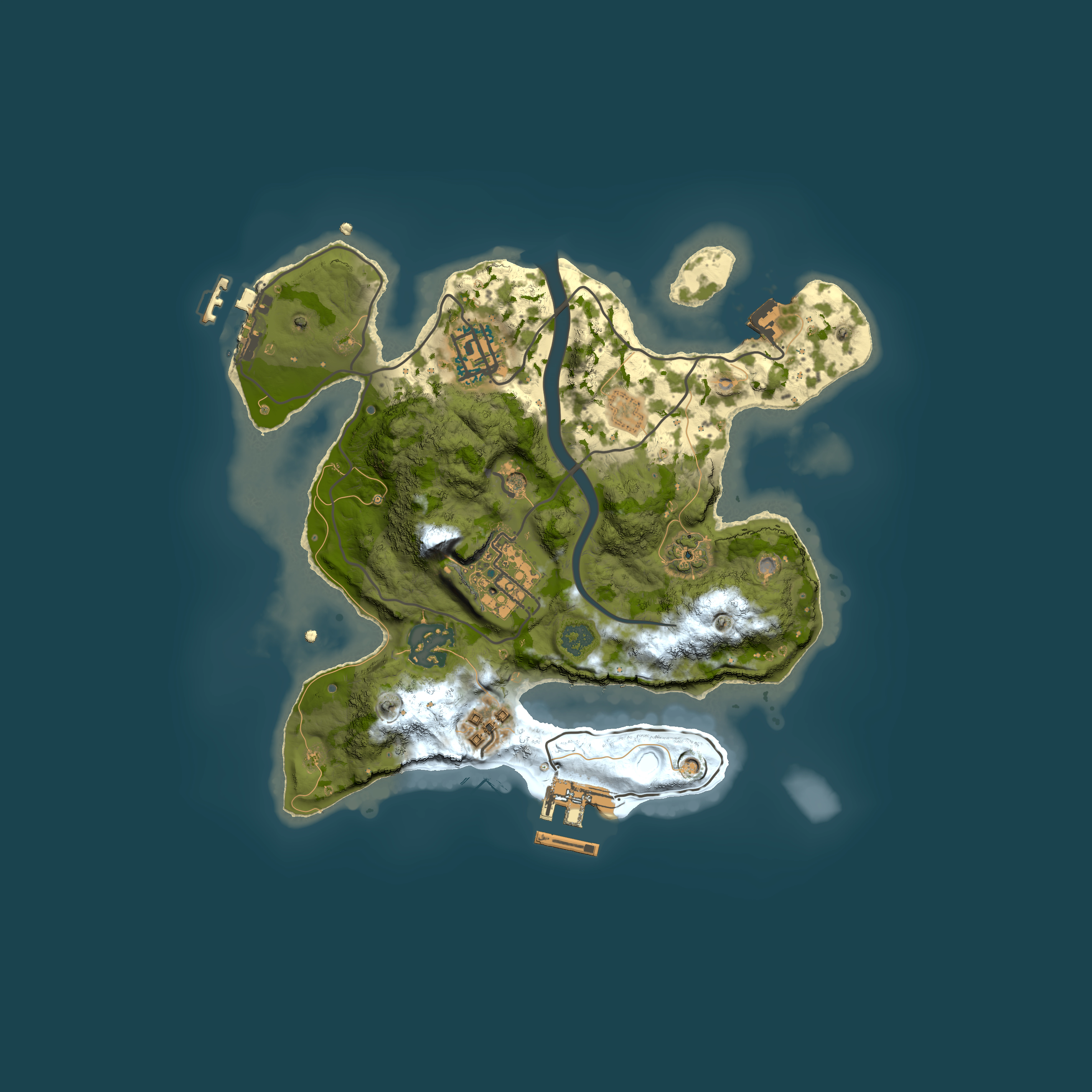 Full top-down render of Rust map seed 695184838, 2500x2500m