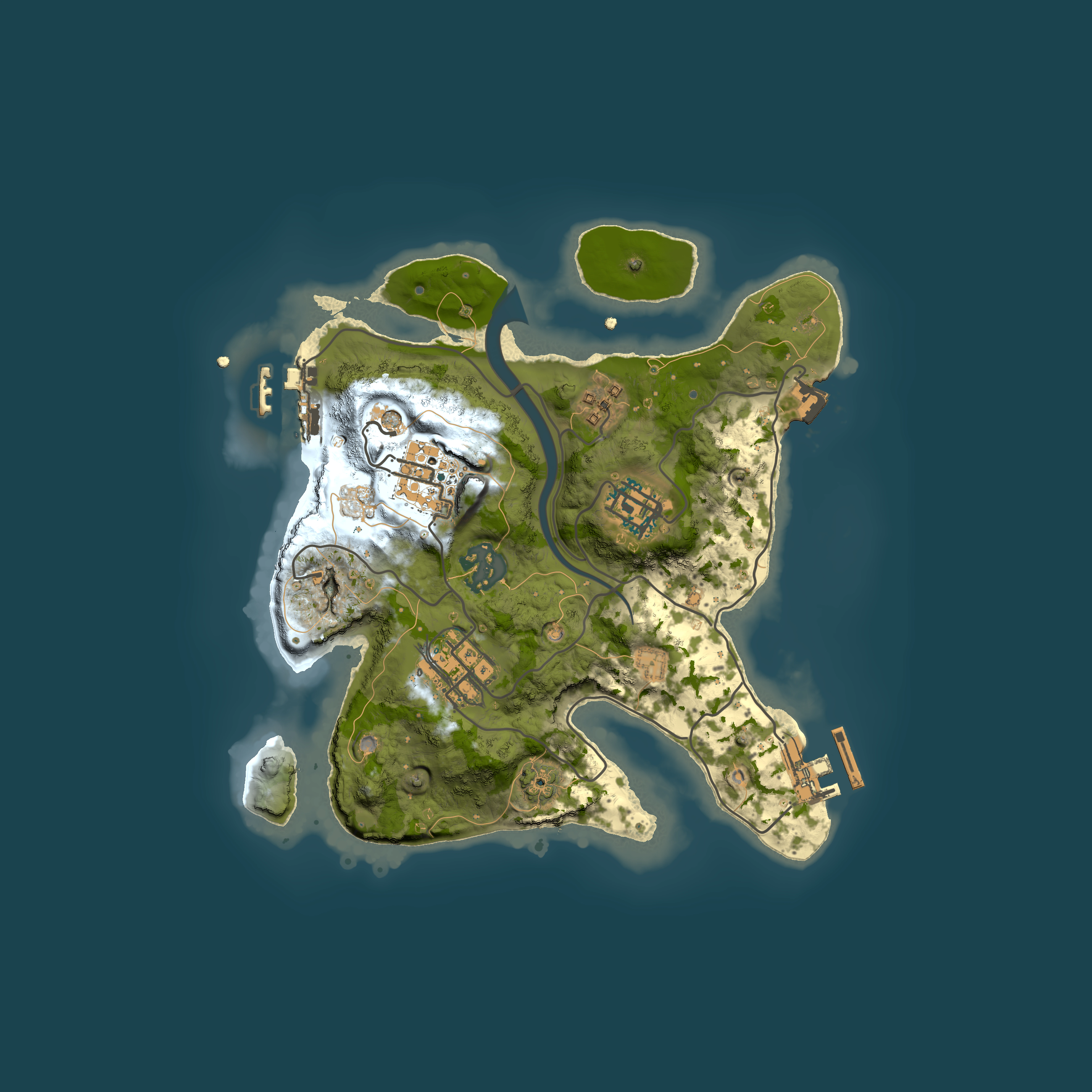 Full top-down render of Rust map seed 21273454, 2500x2500m