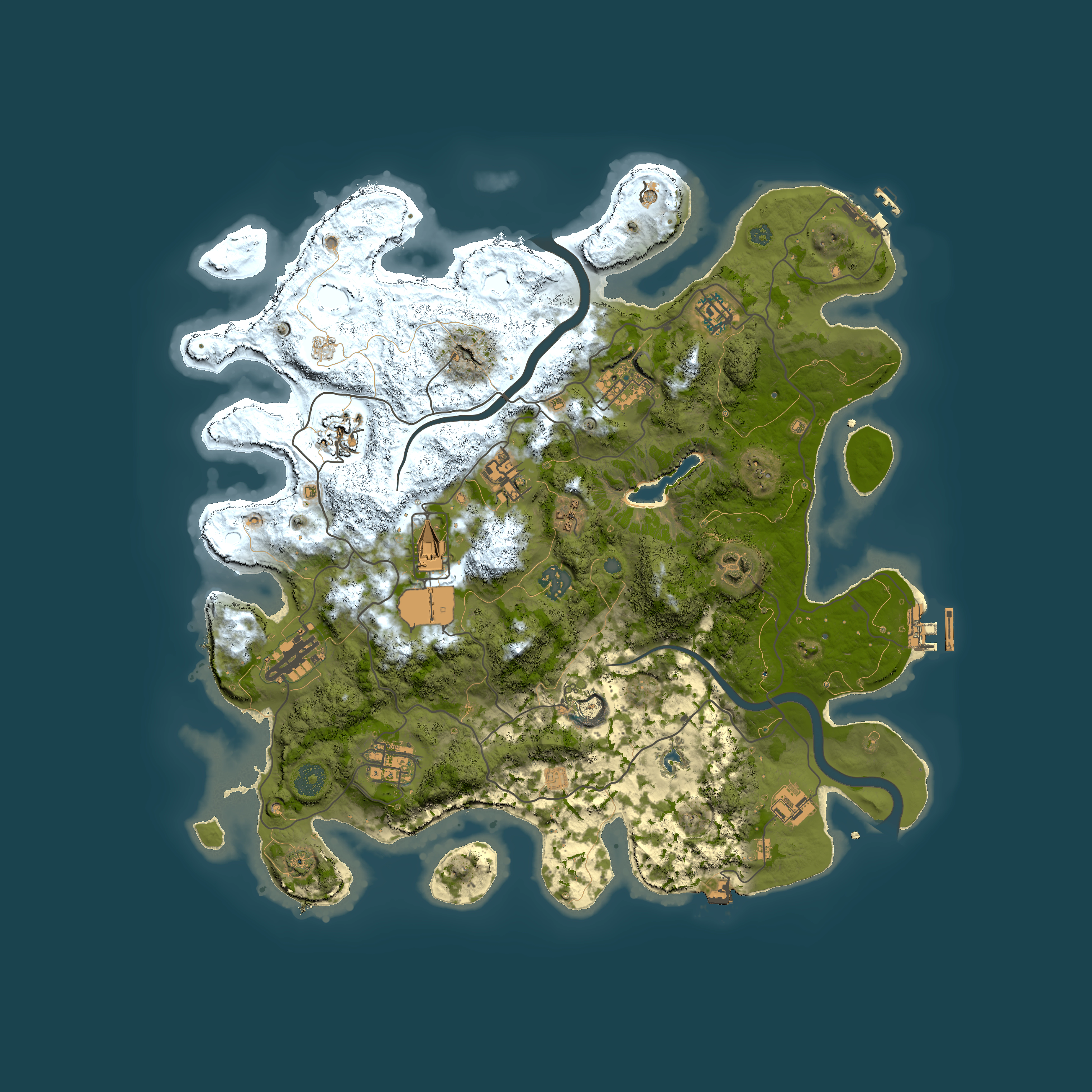 Full top-down render of Rust map seed 133622212, 4000x4000m