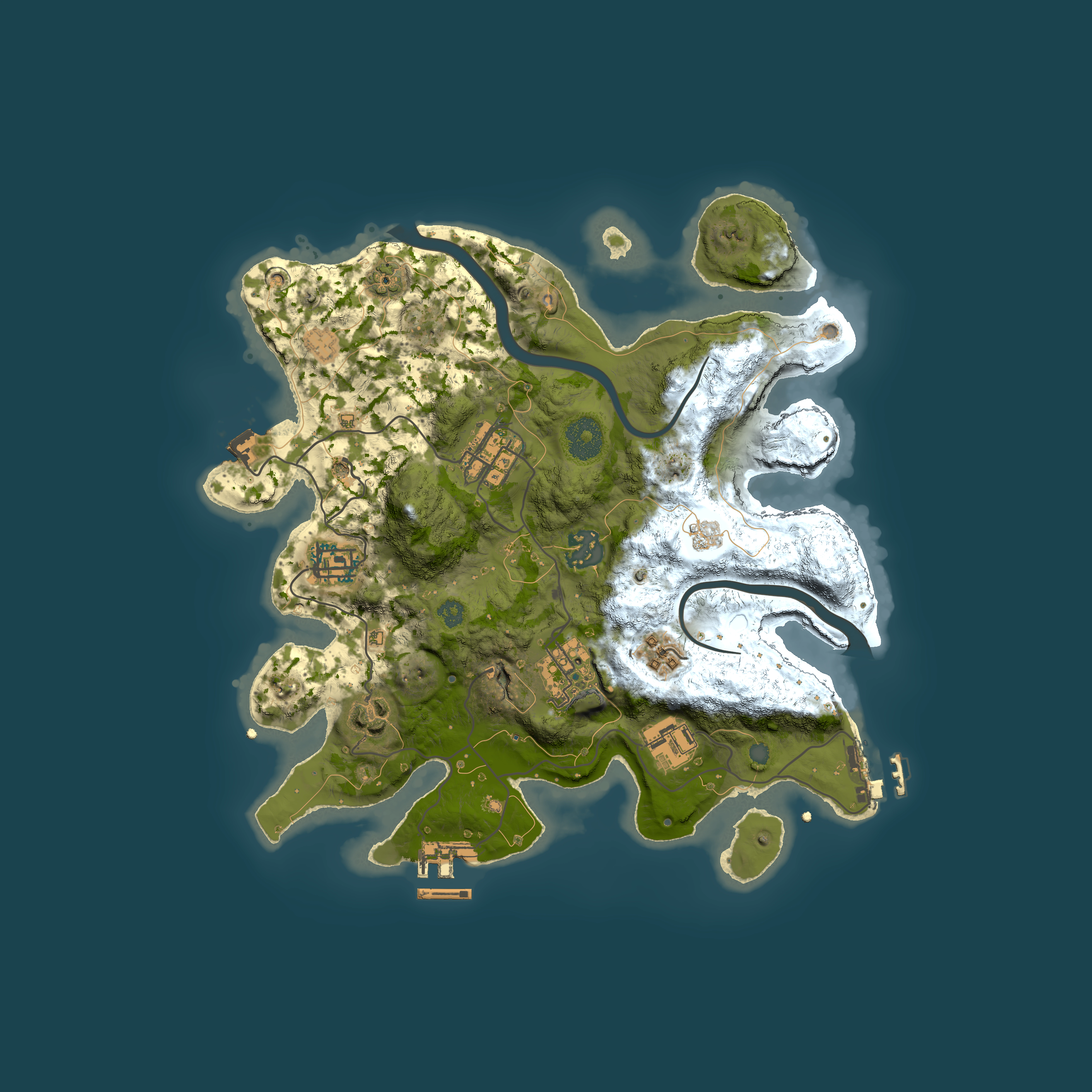 Full top-down render of Rust map seed 2117378720, 3000x3000m