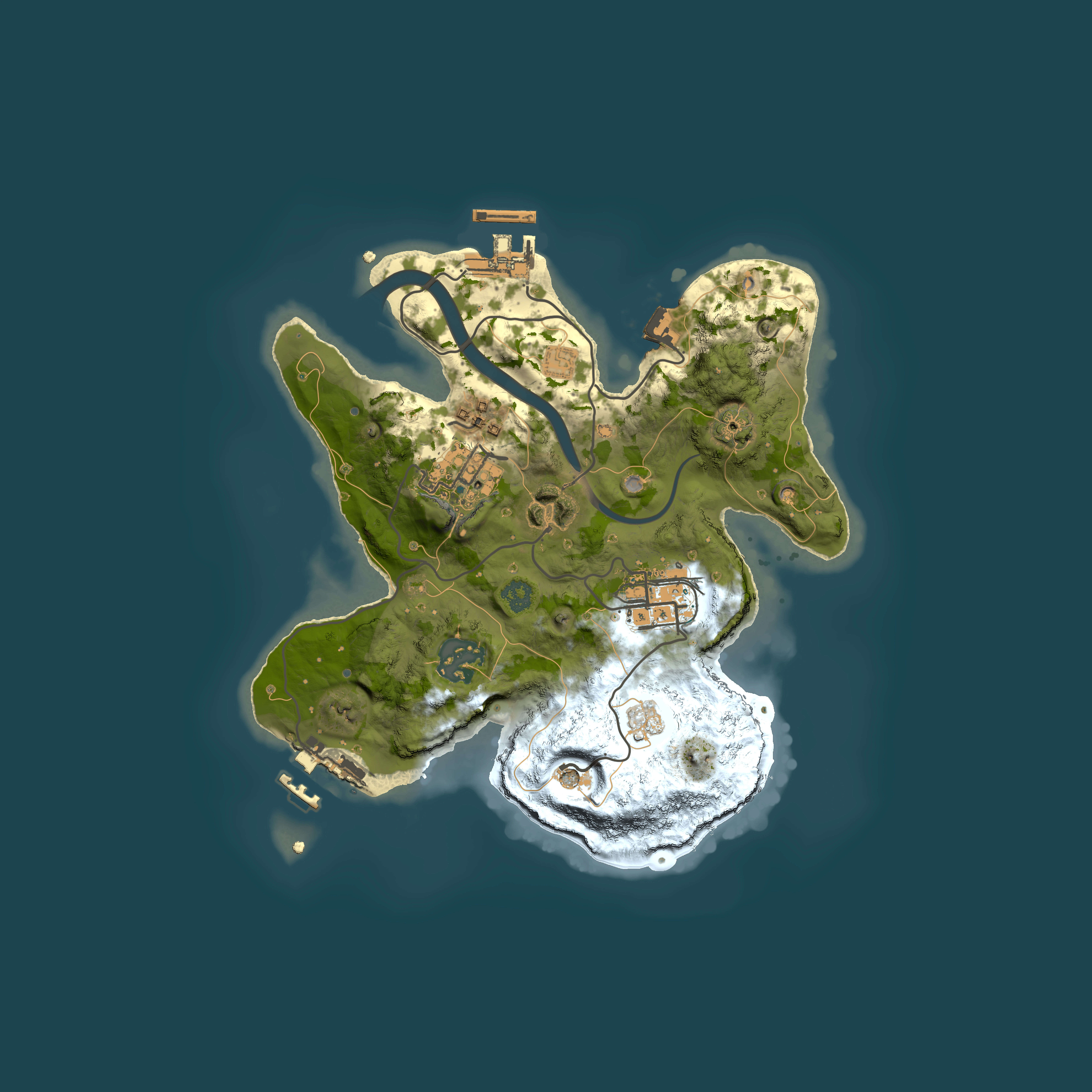 Full top-down render of Rust map seed 564269077, 2500x2500m