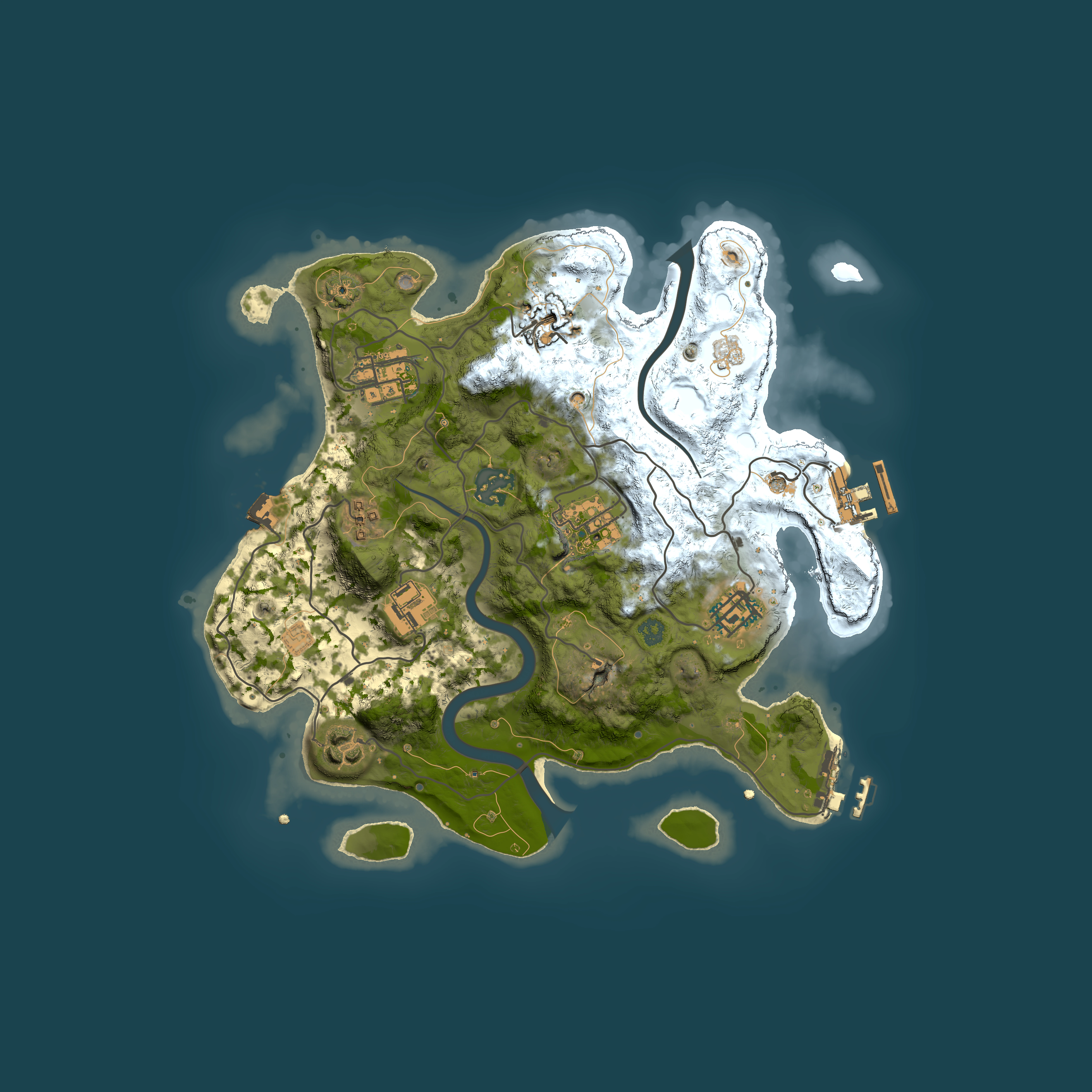 Full top-down render of Rust map seed 45460917, 3000x3000m