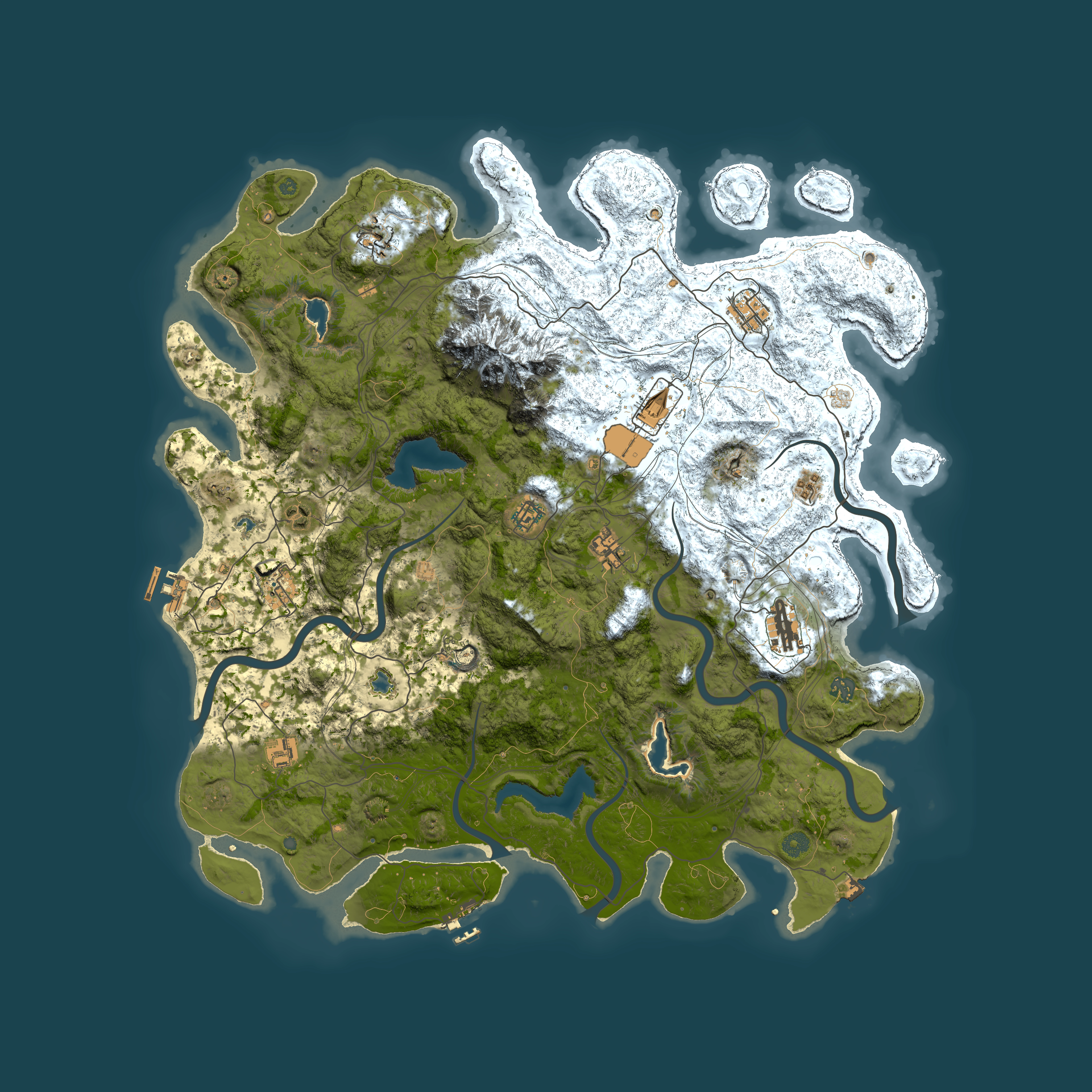 Full top-down render of Rust map seed 1016816190, 5000x5000m