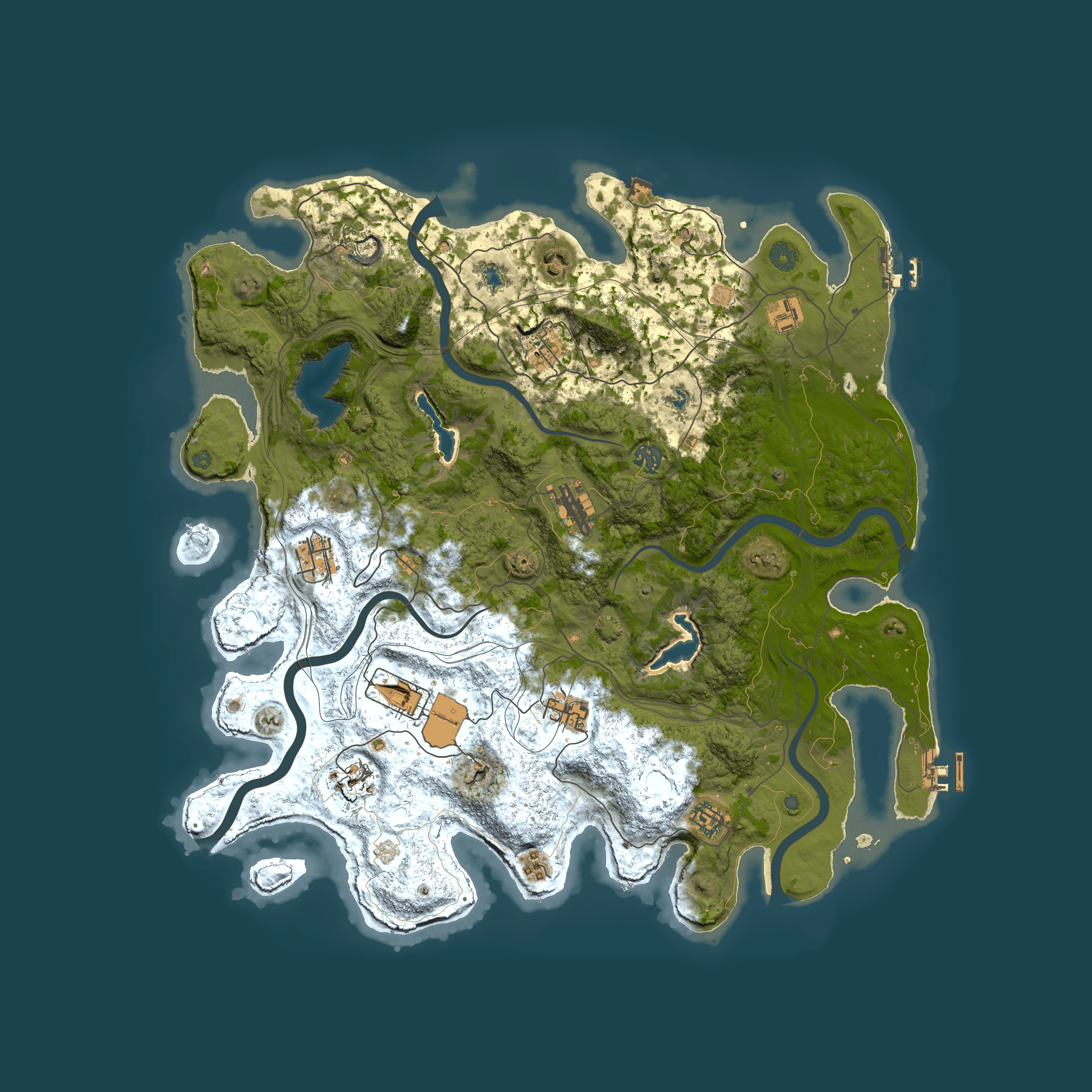 Full top-down render of Rust map seed 1364707430, 4500x4500m