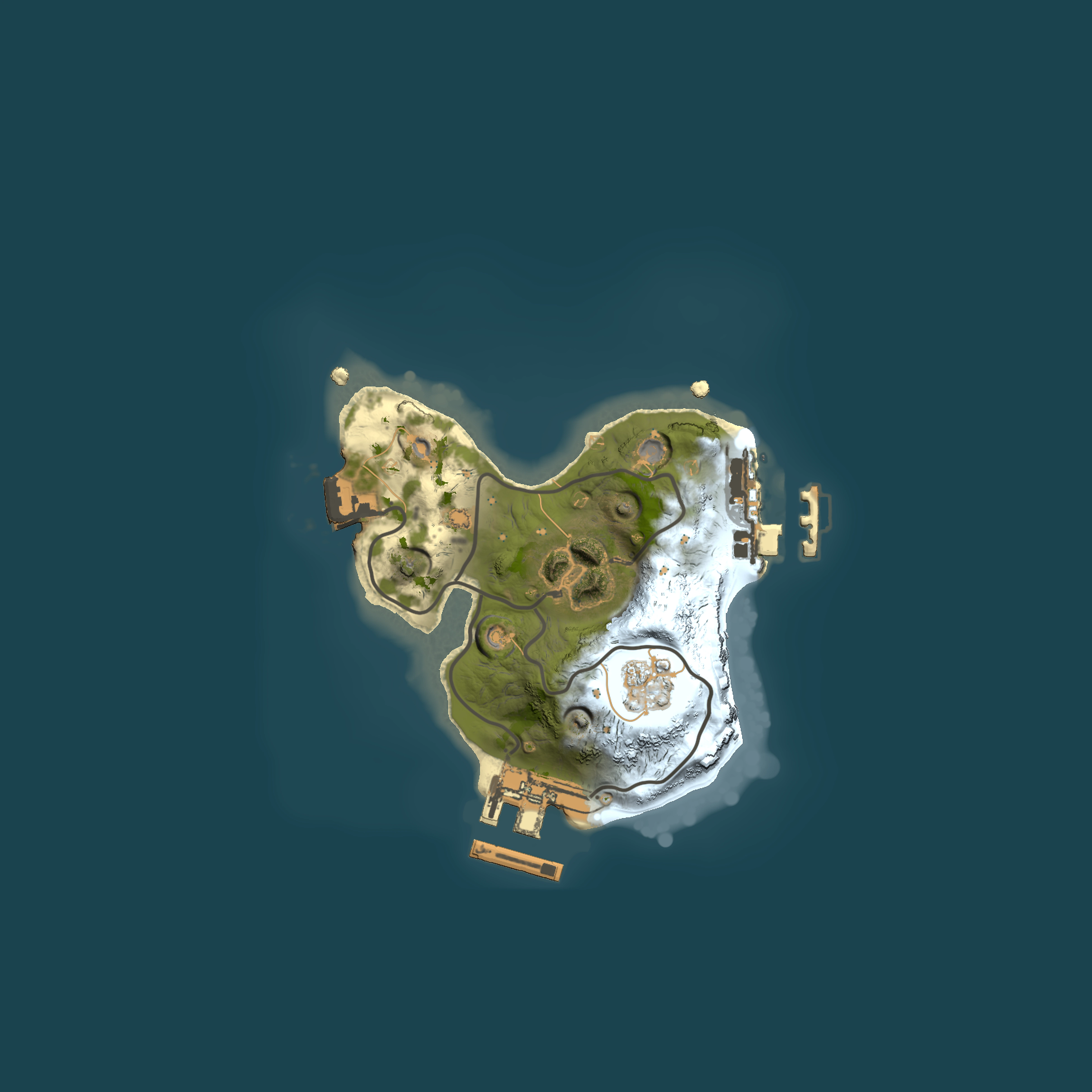 Full top-down render of Rust map seed 1663110500, 1500x1500m