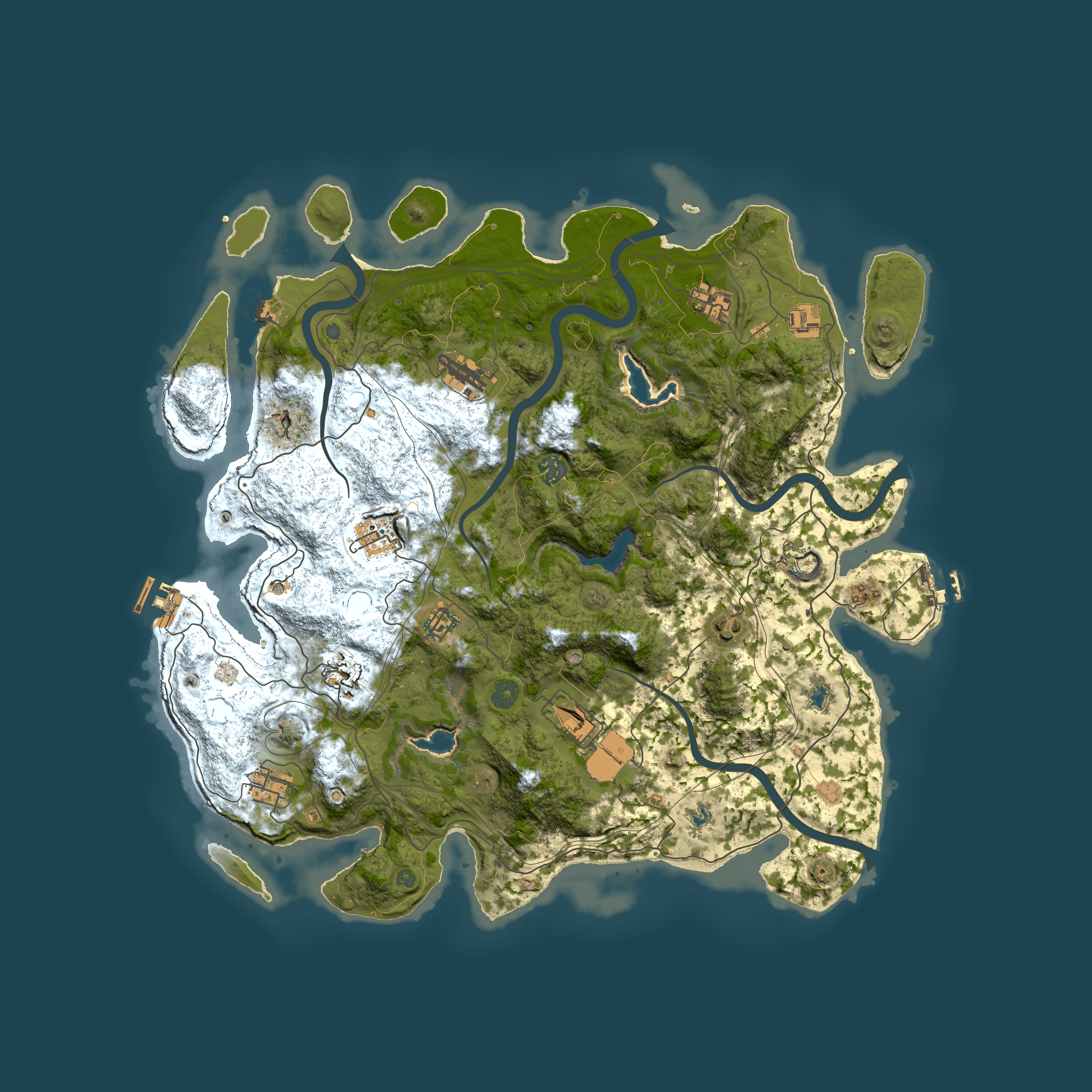 Full top-down render of Rust map seed 1663326536, 4500x4500m