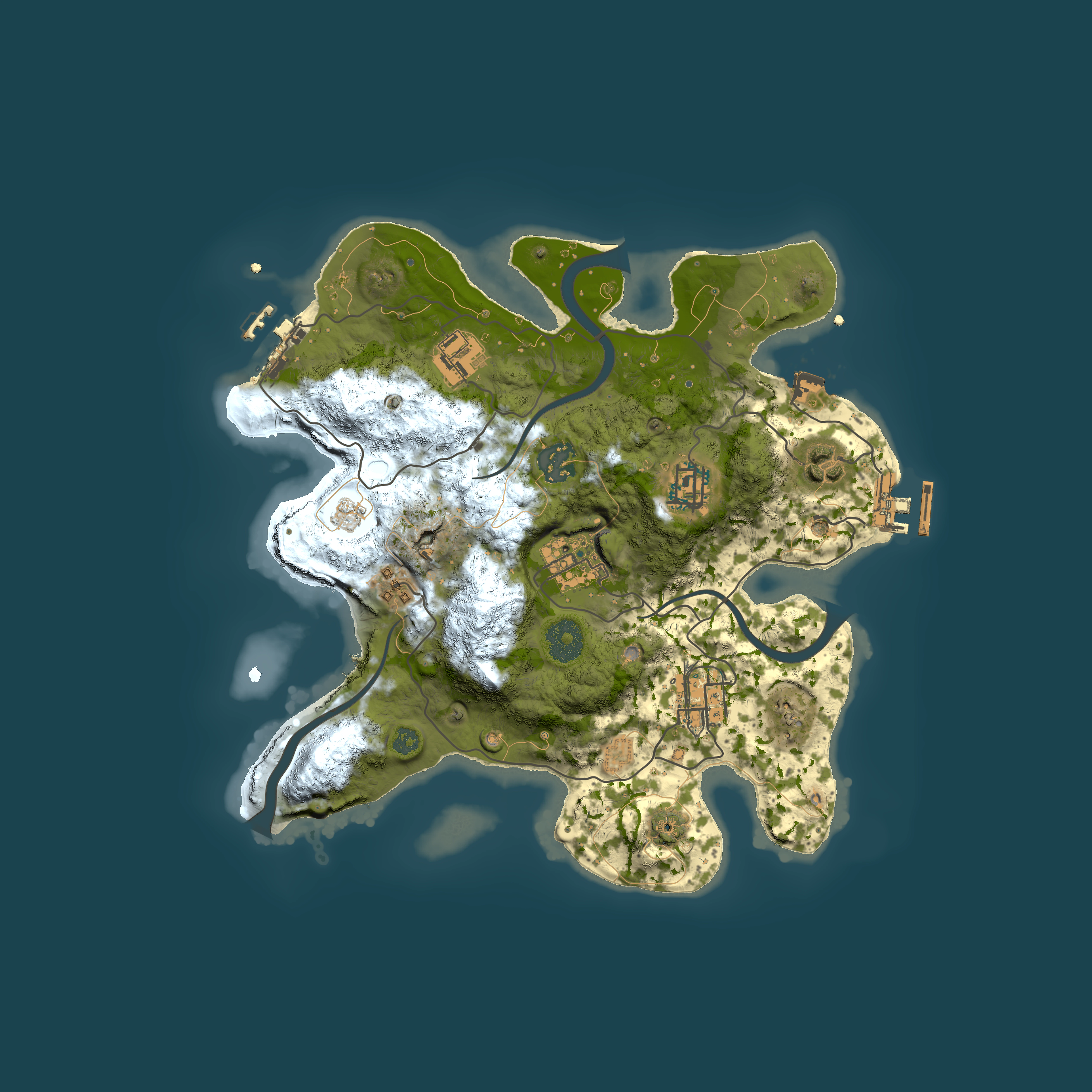 Full top-down render of Rust map seed 88976819, 3000x3000m