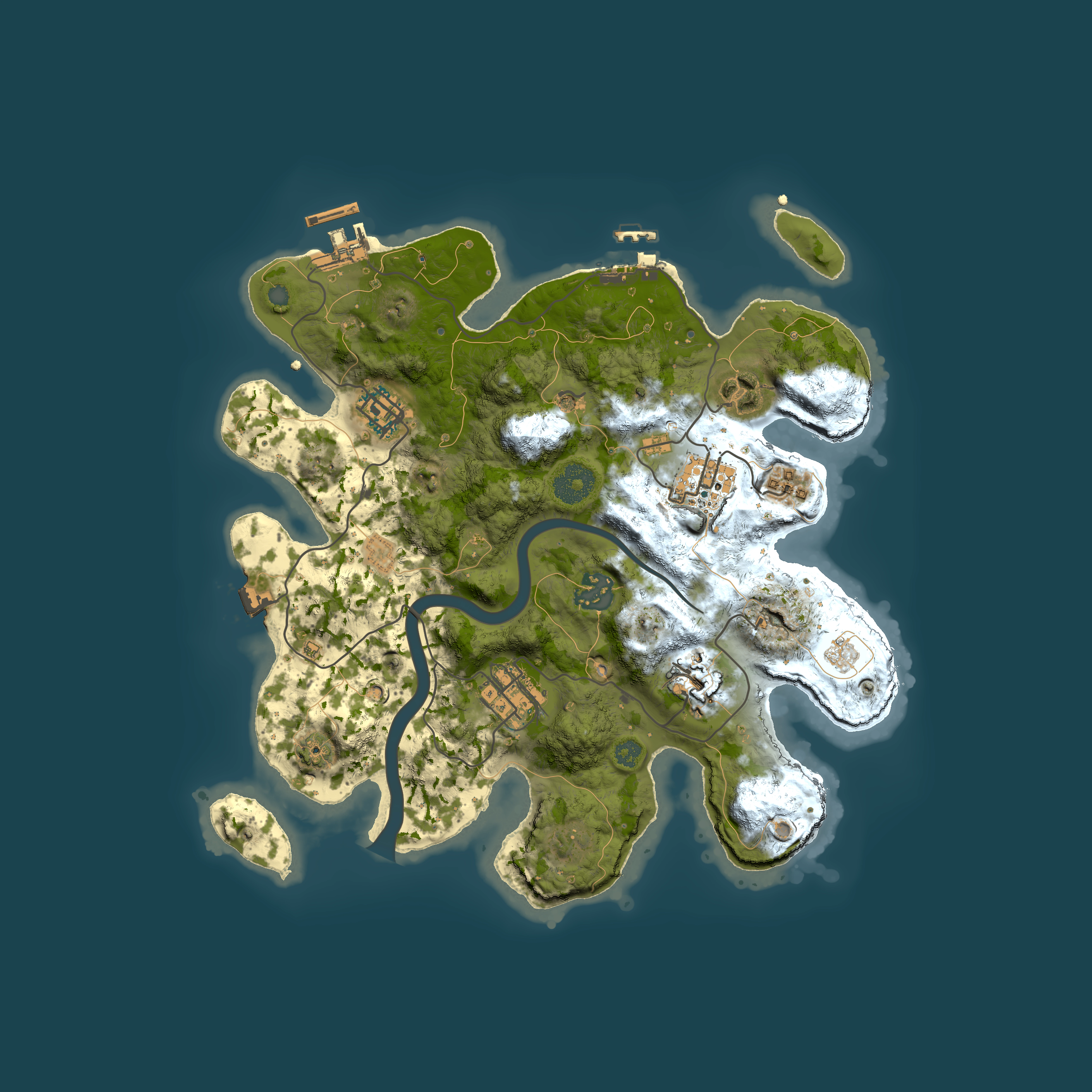 Full top-down render of Rust map seed 1227895127, 3000x3000m