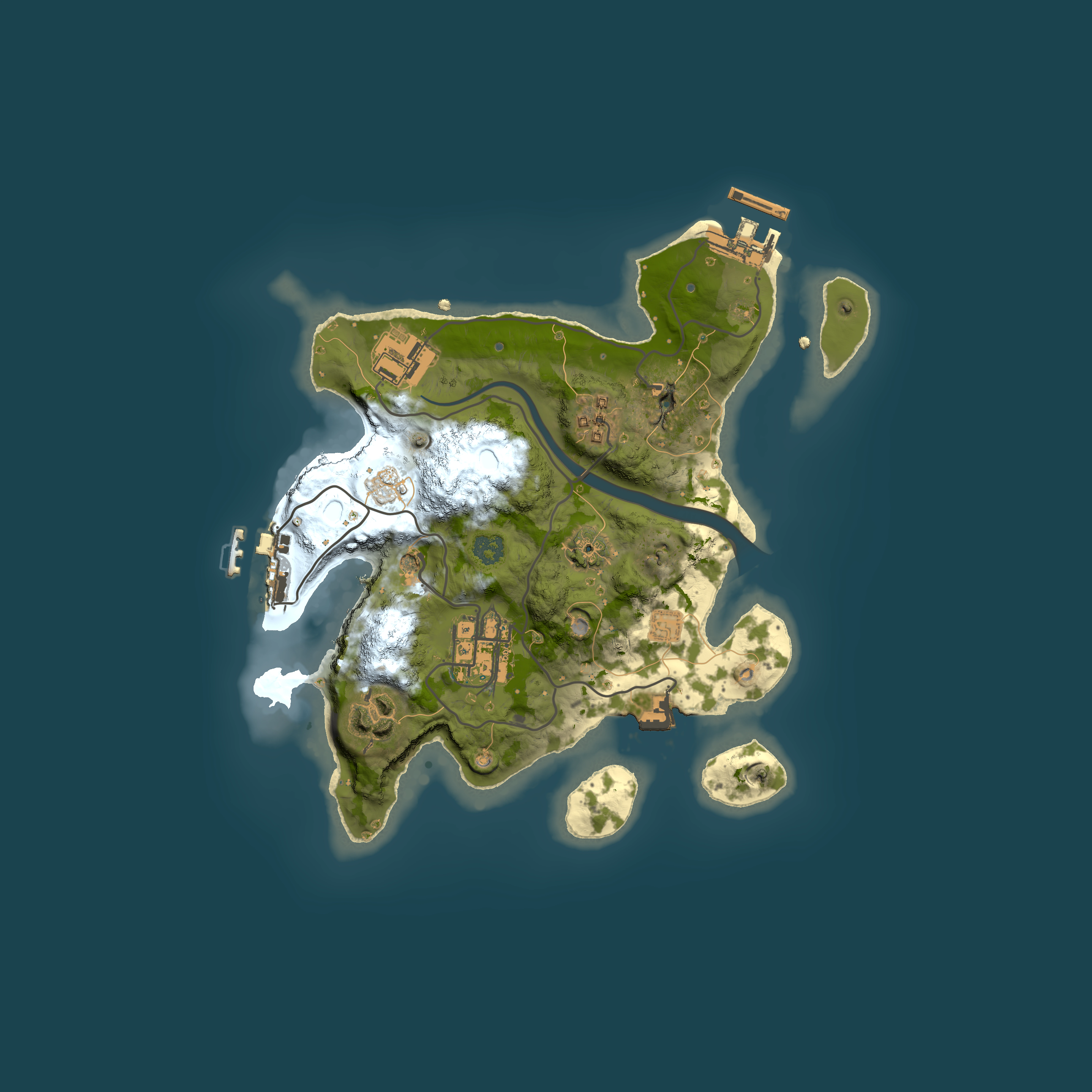Full top-down render of Rust map seed 128461024, 2500x2500m