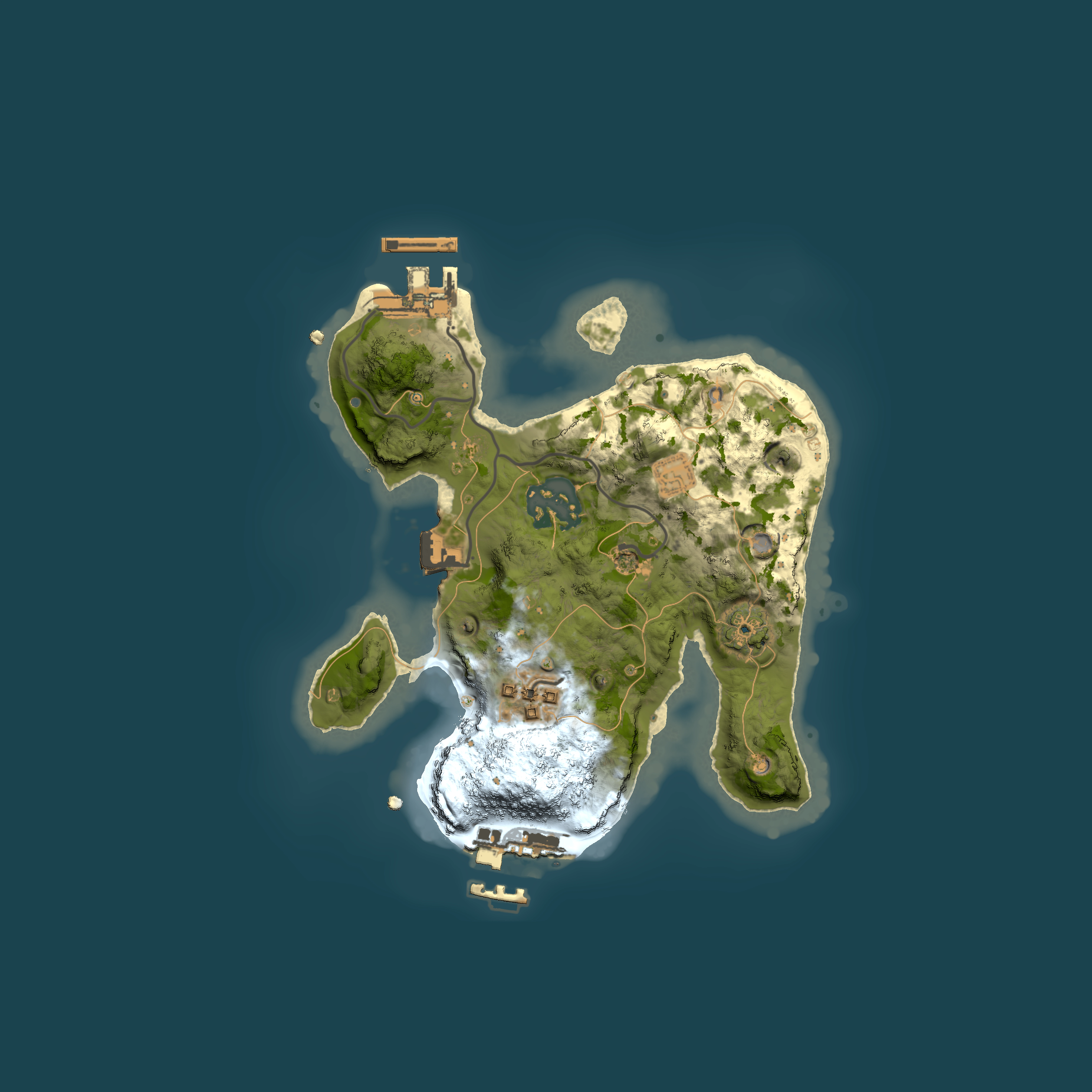 Full top-down render of Rust map seed 1240294723, 2000x2000m