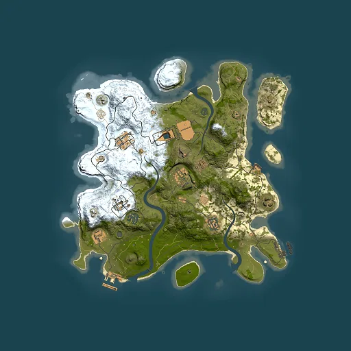 Rust map seed 1864024163, 3500x3500m top-down preview