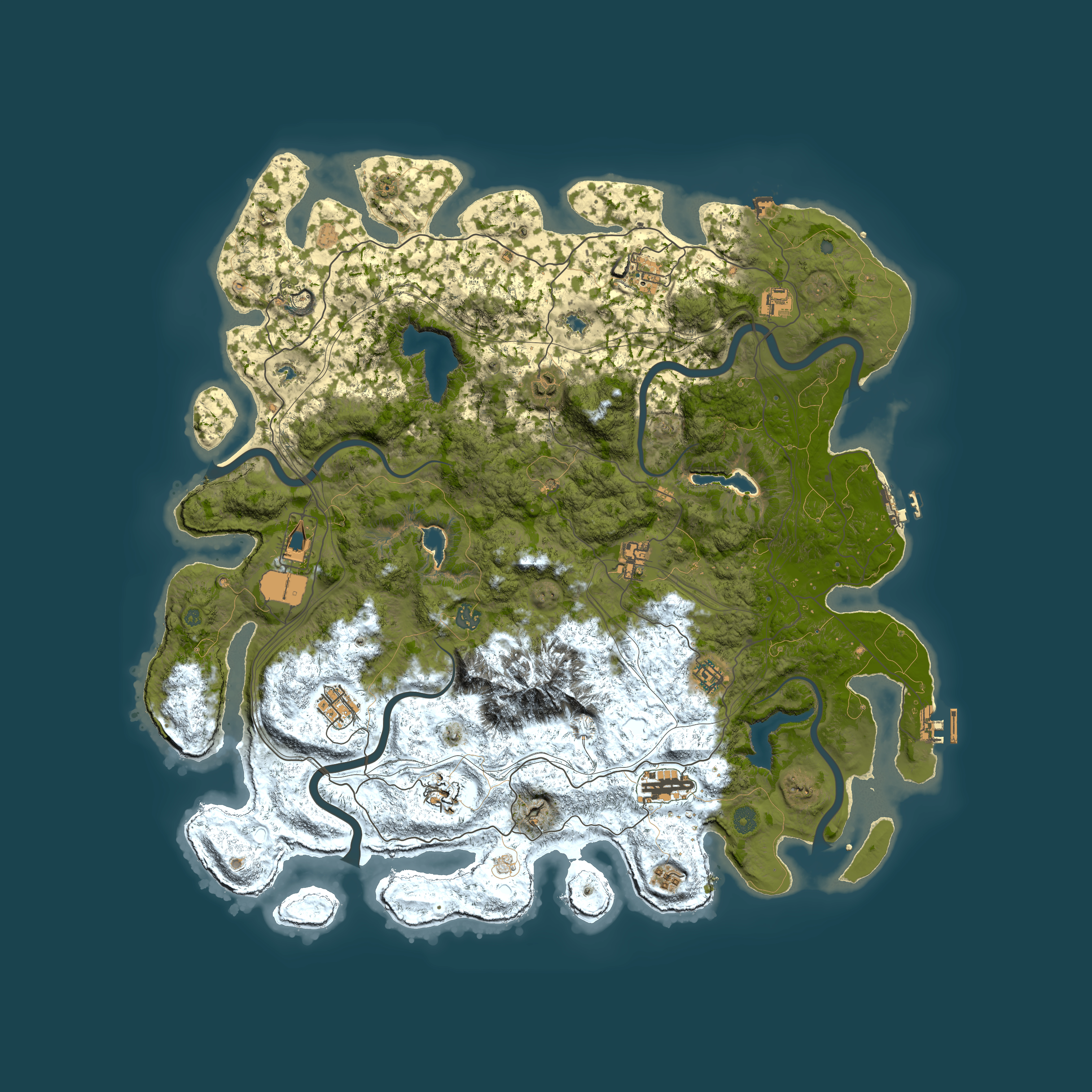 Full top-down render of Rust map seed 248173911, 5000x5000m