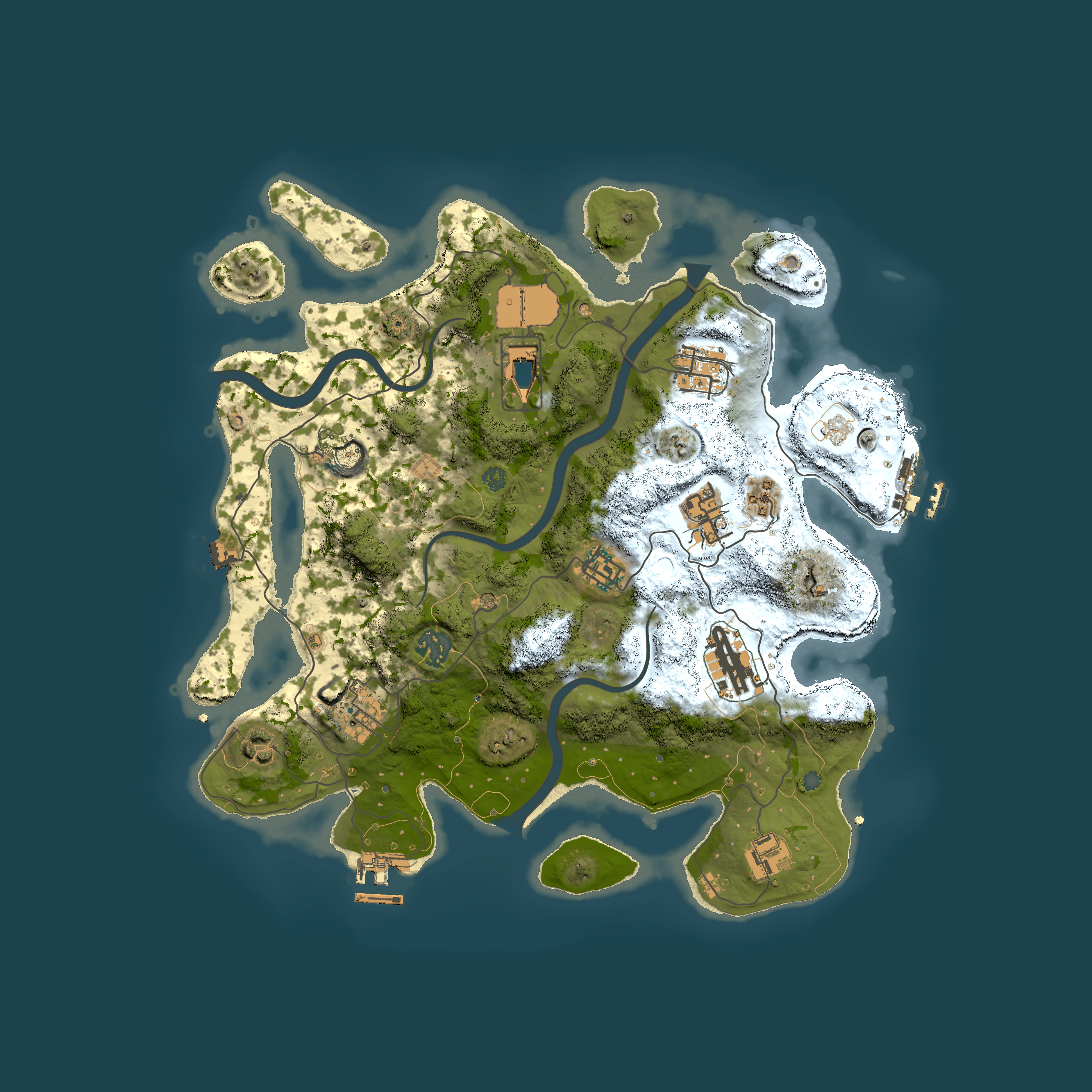 Full top-down render of Rust map seed 1584284743, 3500x3500m