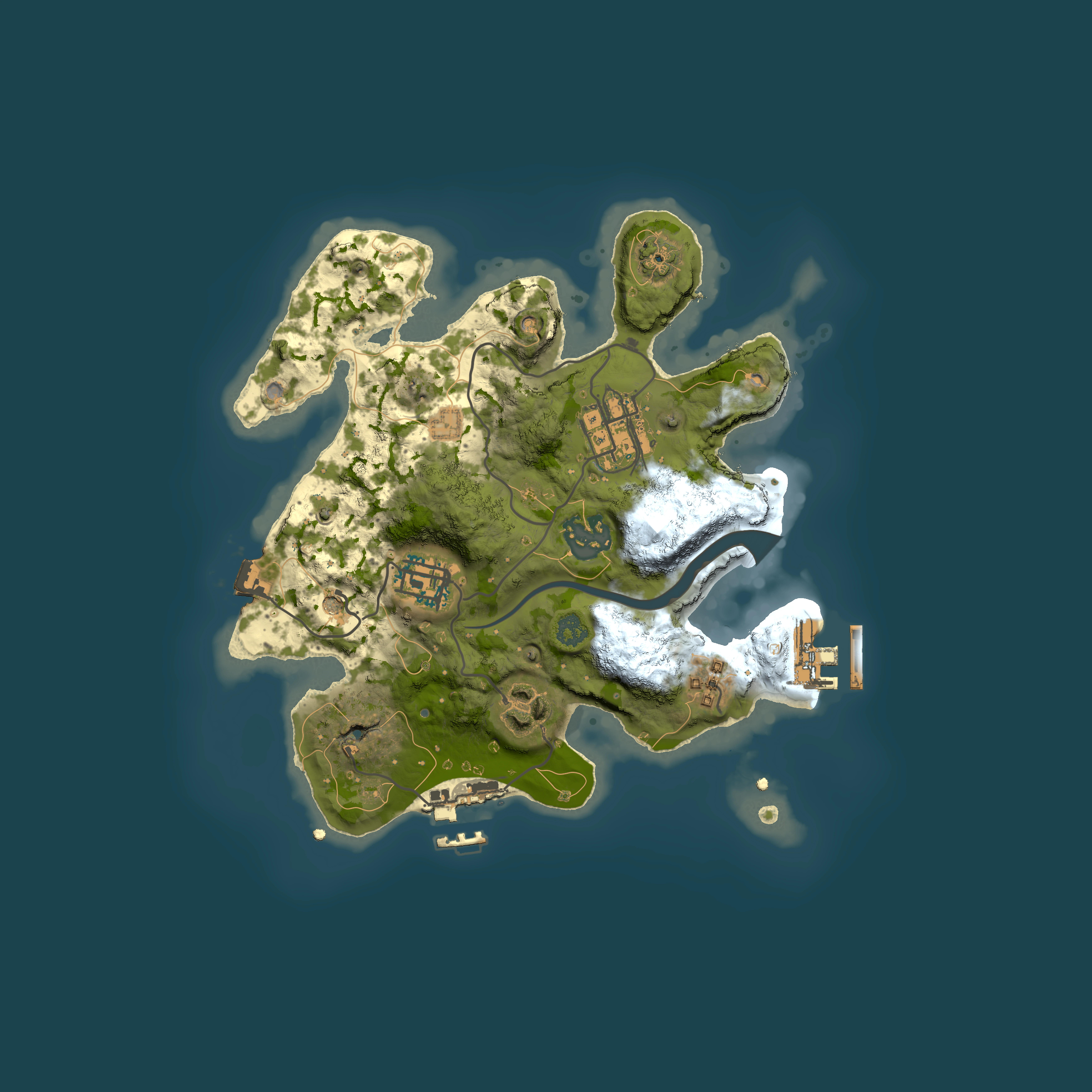 Full top-down render of Rust map seed 1092974176, 2500x2500m