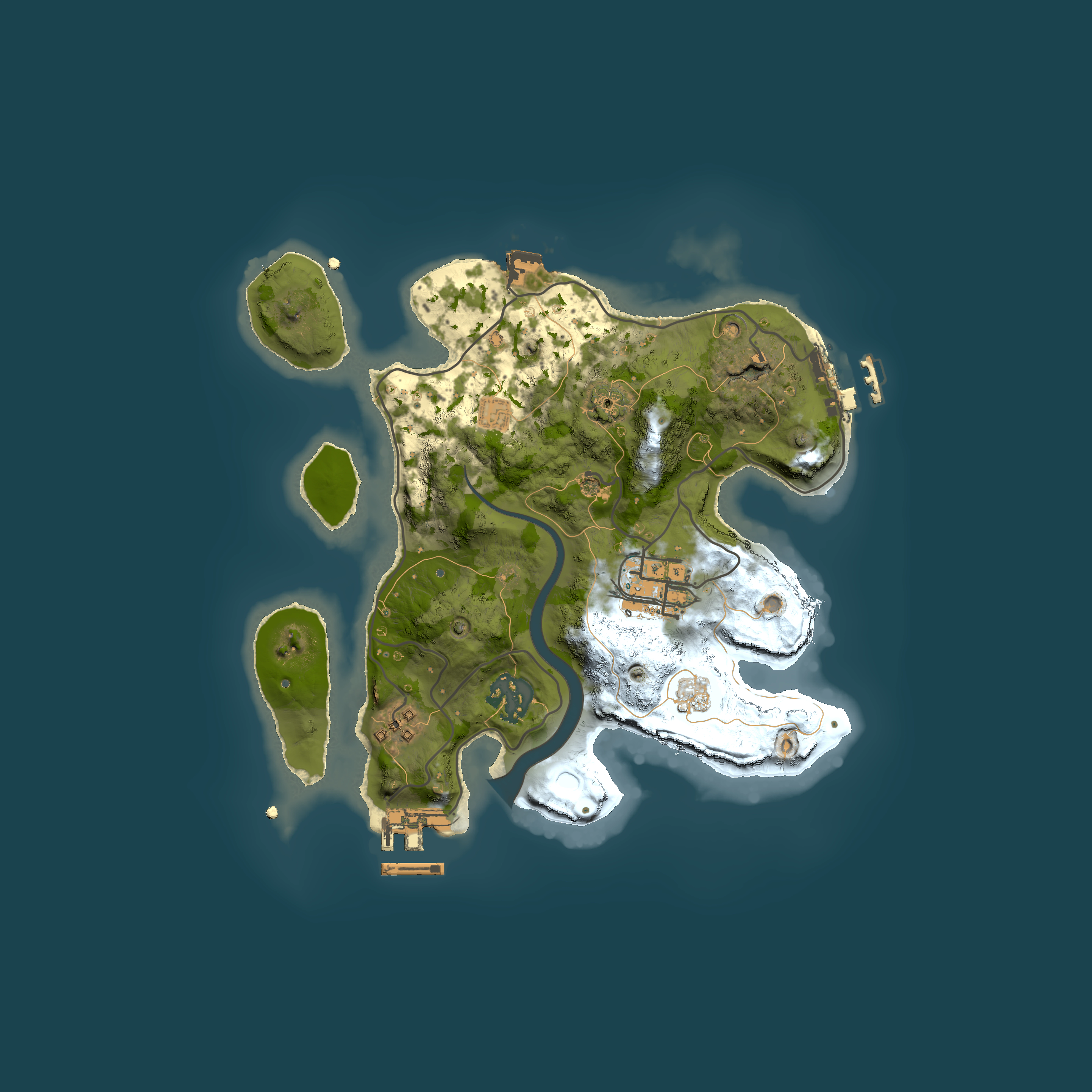 Full top-down render of Rust map seed 1393881773, 2500x2500m