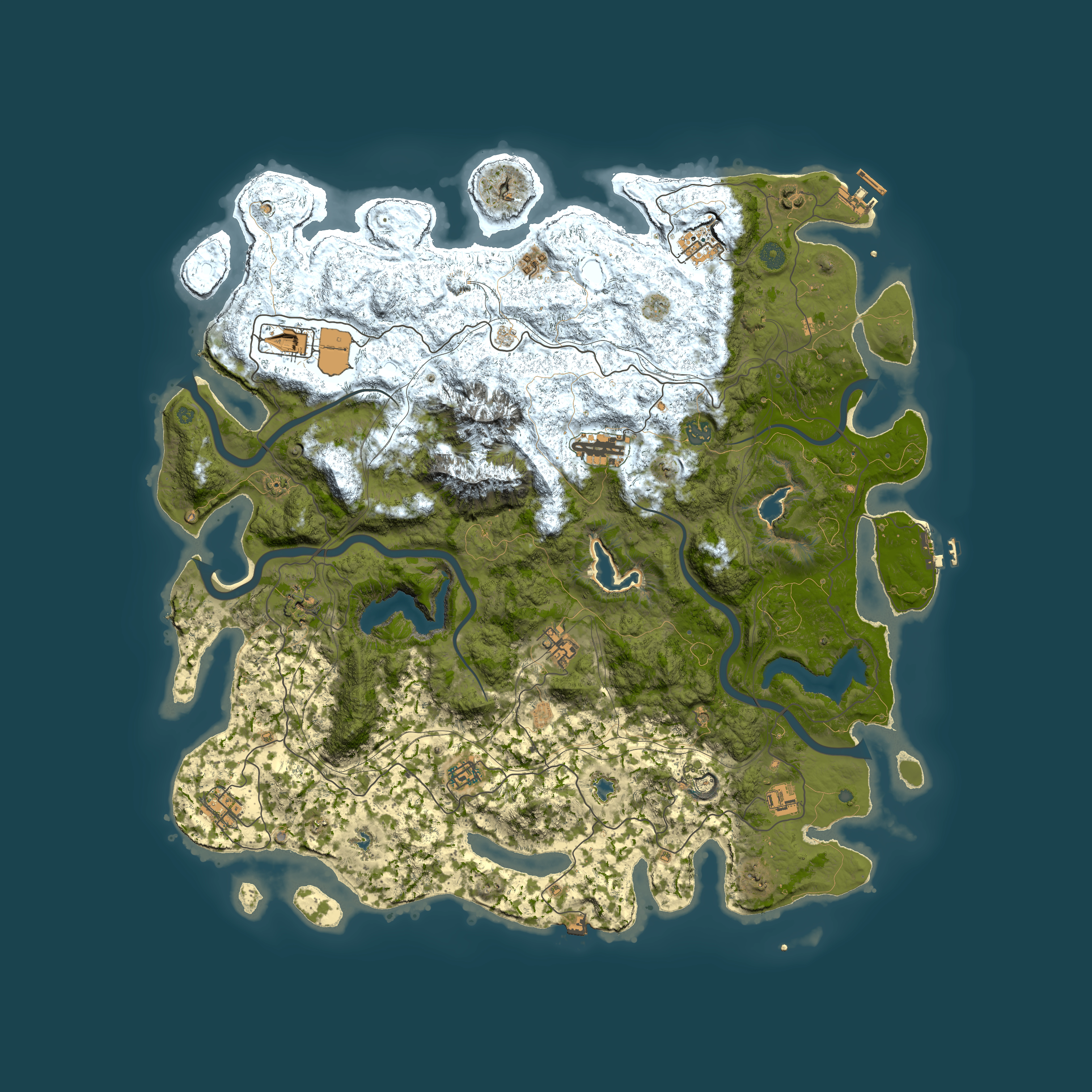 Full top-down render of Rust map seed 2037785599, 5000x5000m