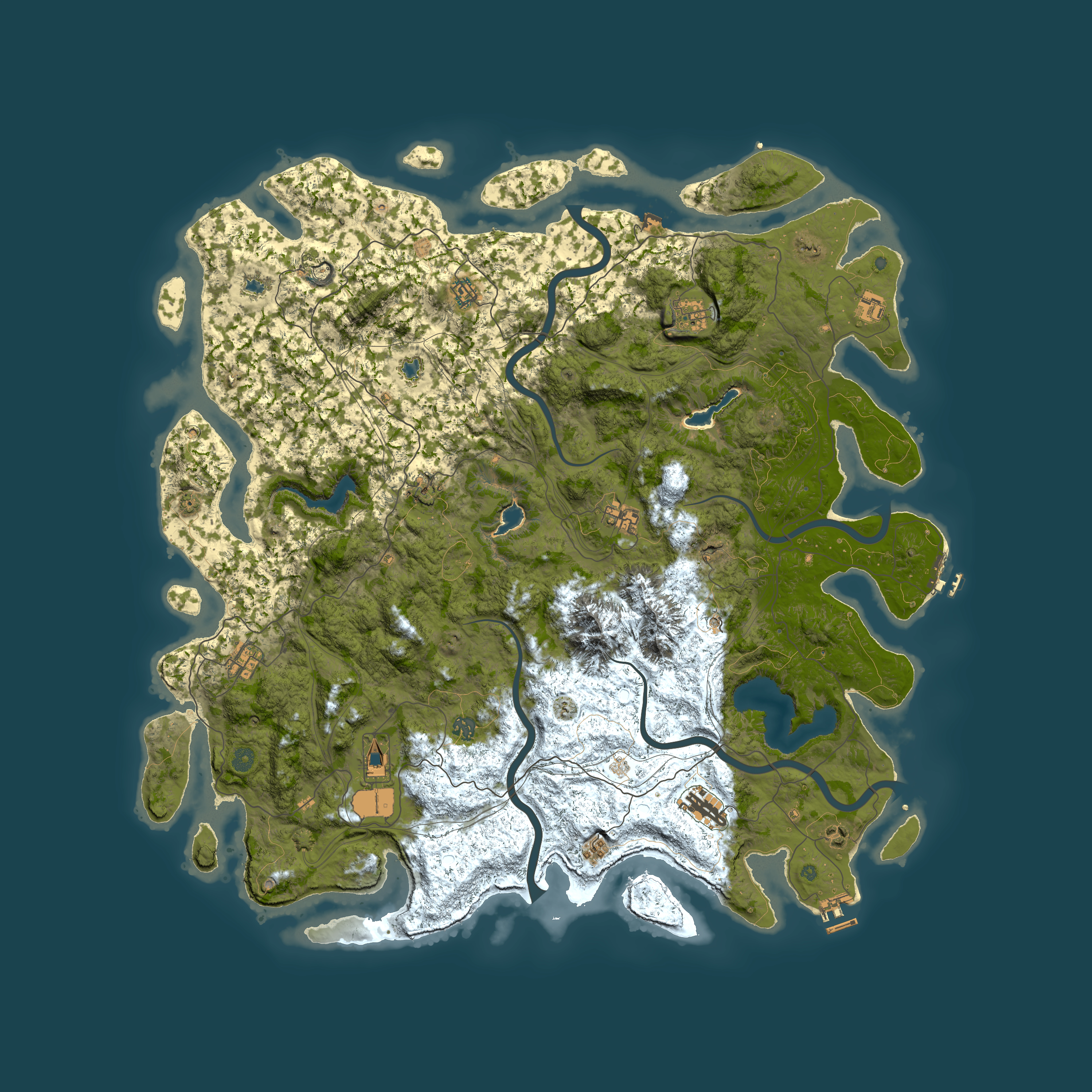 Full top-down render of Rust map seed 432997486, 5500x5500m