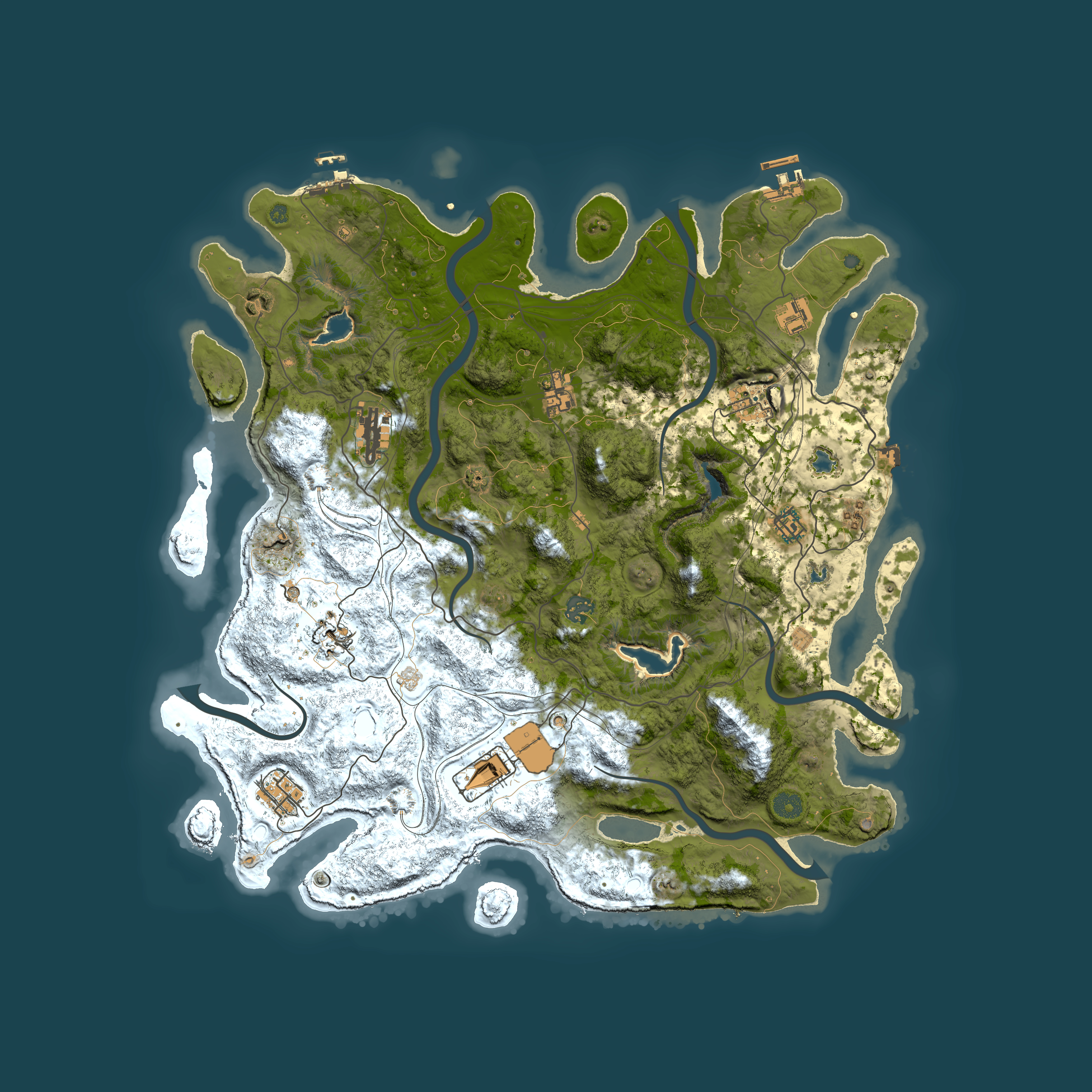 Full top-down render of Rust map seed 1732949481, 4500x4500m