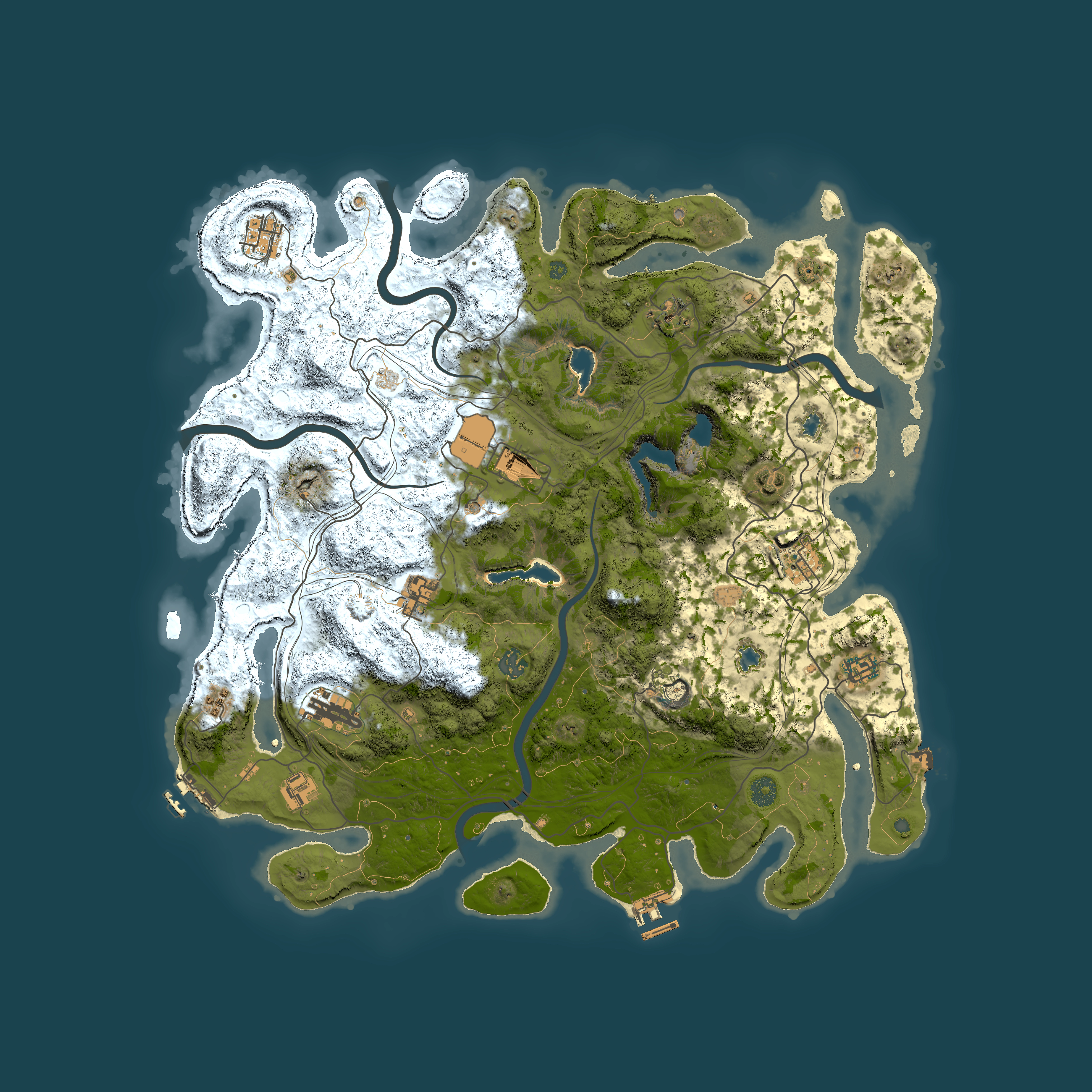 Full top-down render of Rust map seed 24864653, 4500x4500m