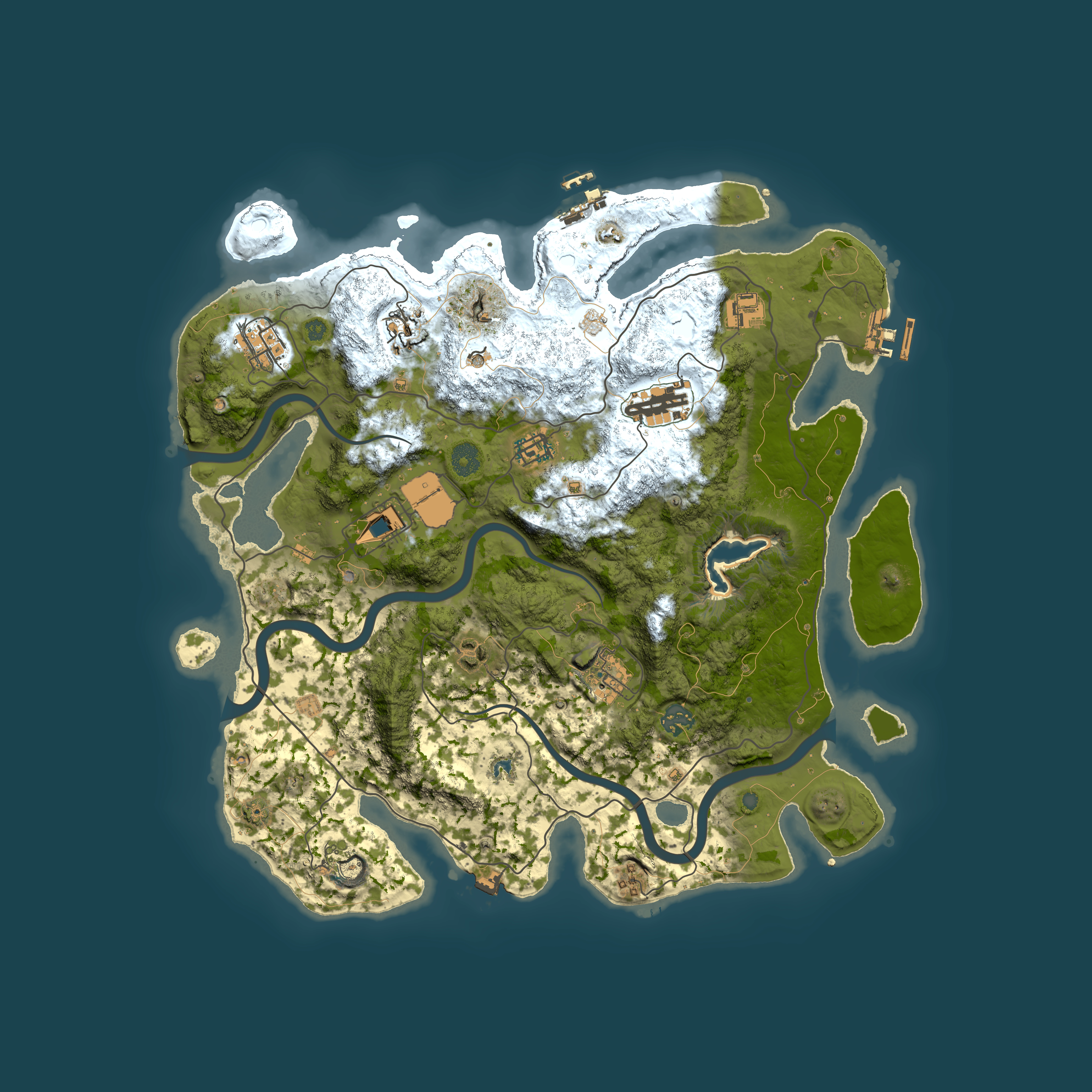Full top-down render of Rust map seed 1460530704, 4000x4000m