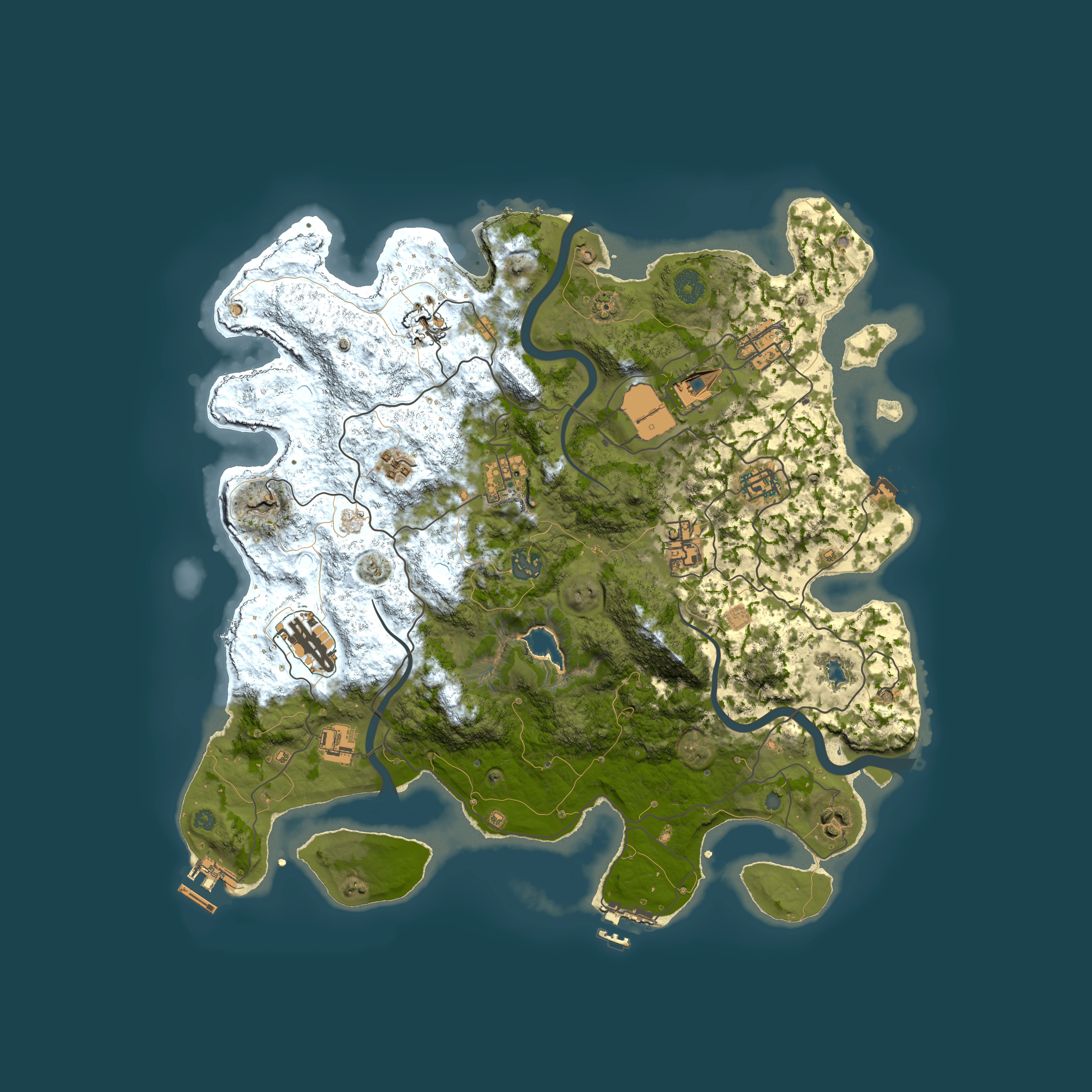 Full top-down render of Rust map seed 229727953, 4000x4000m