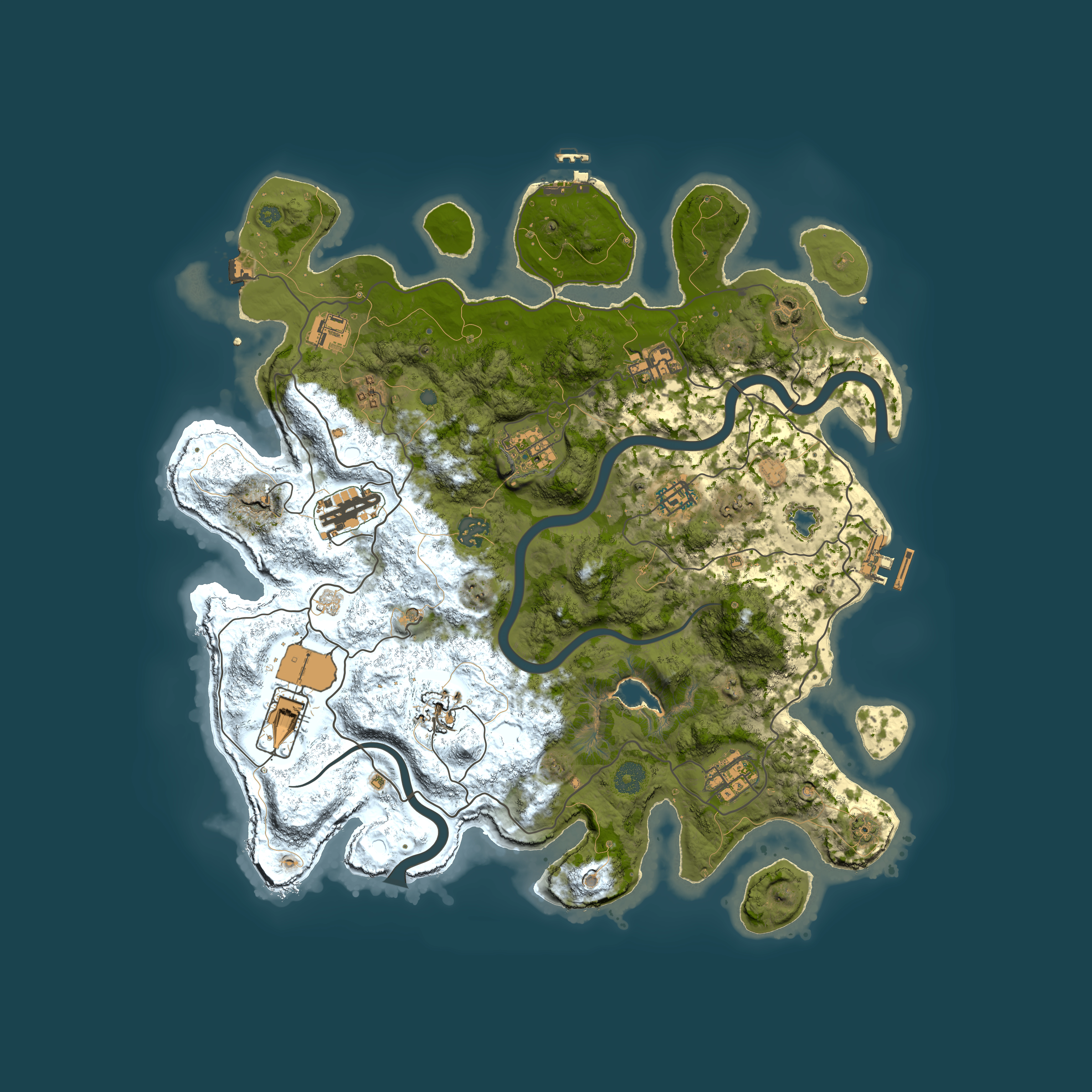 Full top-down render of Rust map seed 154460949, 4000x4000m