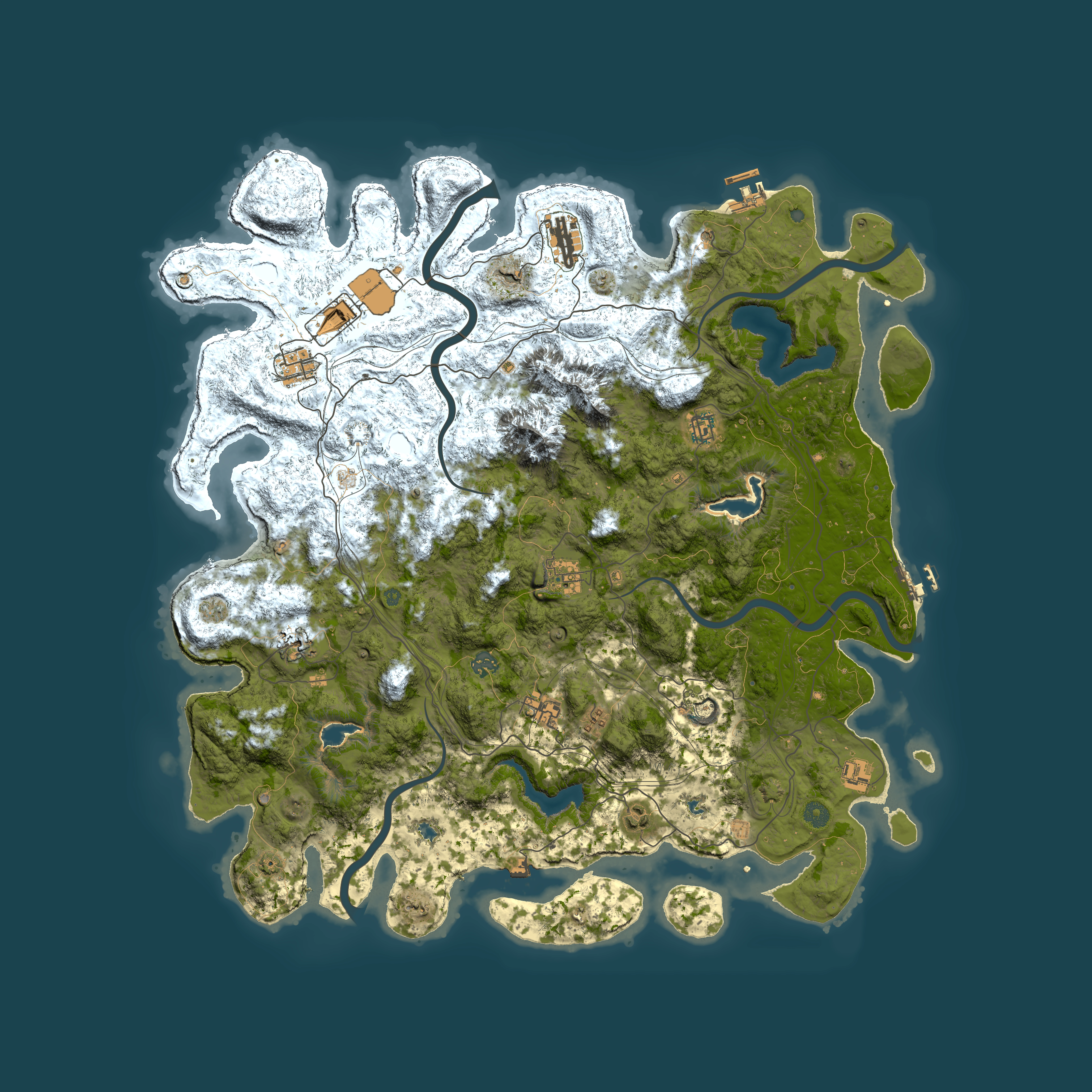 Full top-down render of Rust map seed 1460922869, 5000x5000m