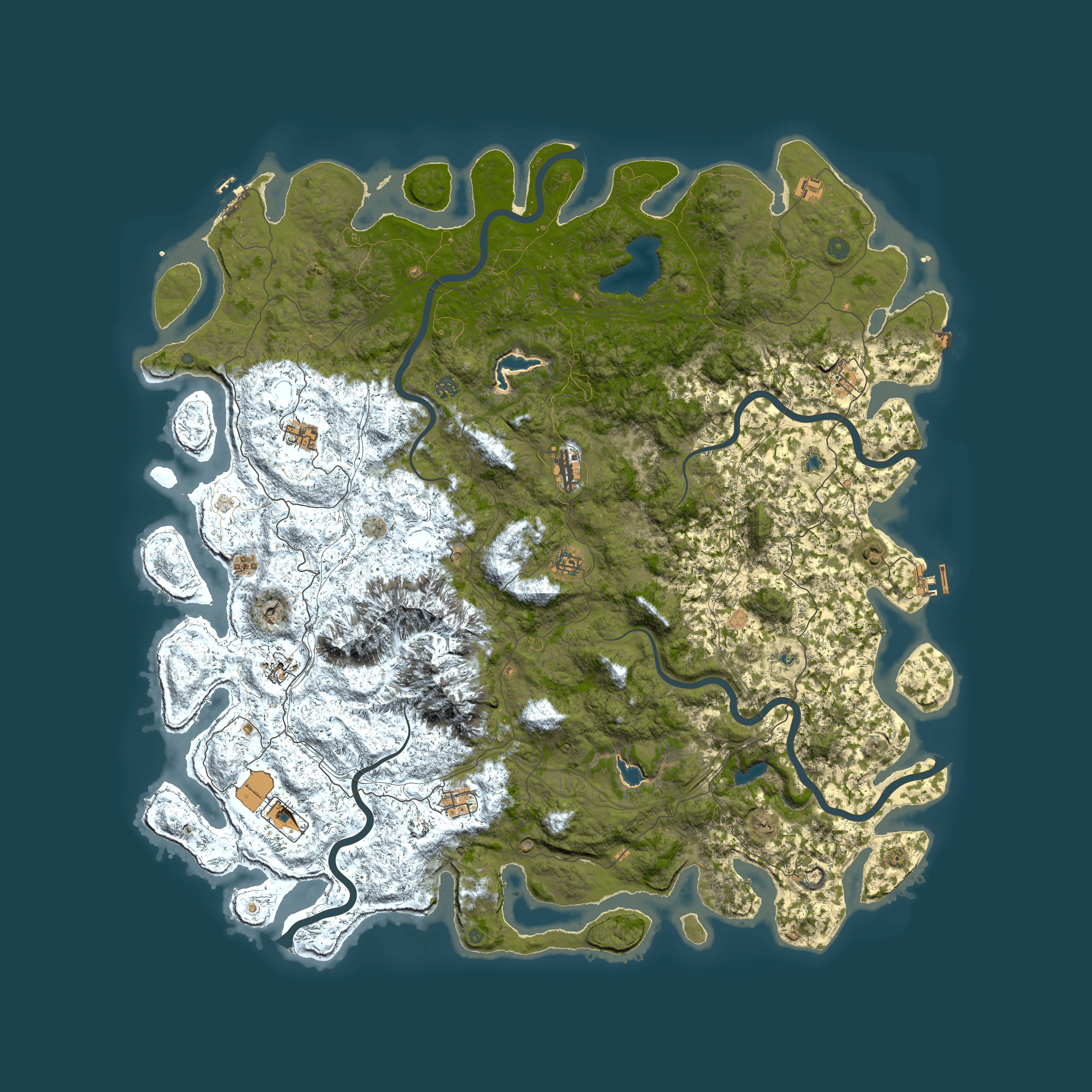 Full top-down render of Rust map seed 1259496613, 6000x6000m