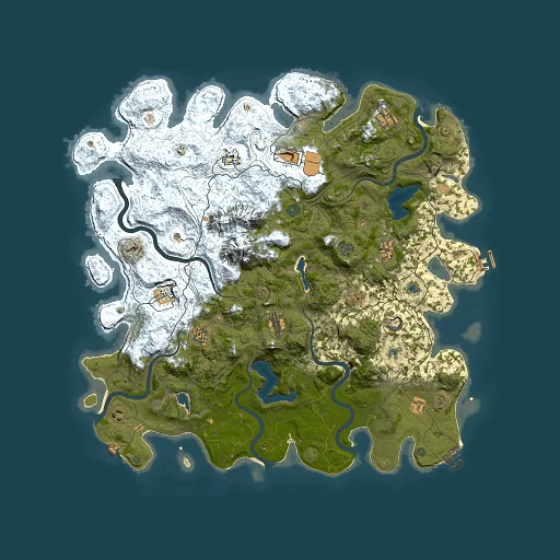 Rust map seed 2009385760, 5000x5000m top-down preview