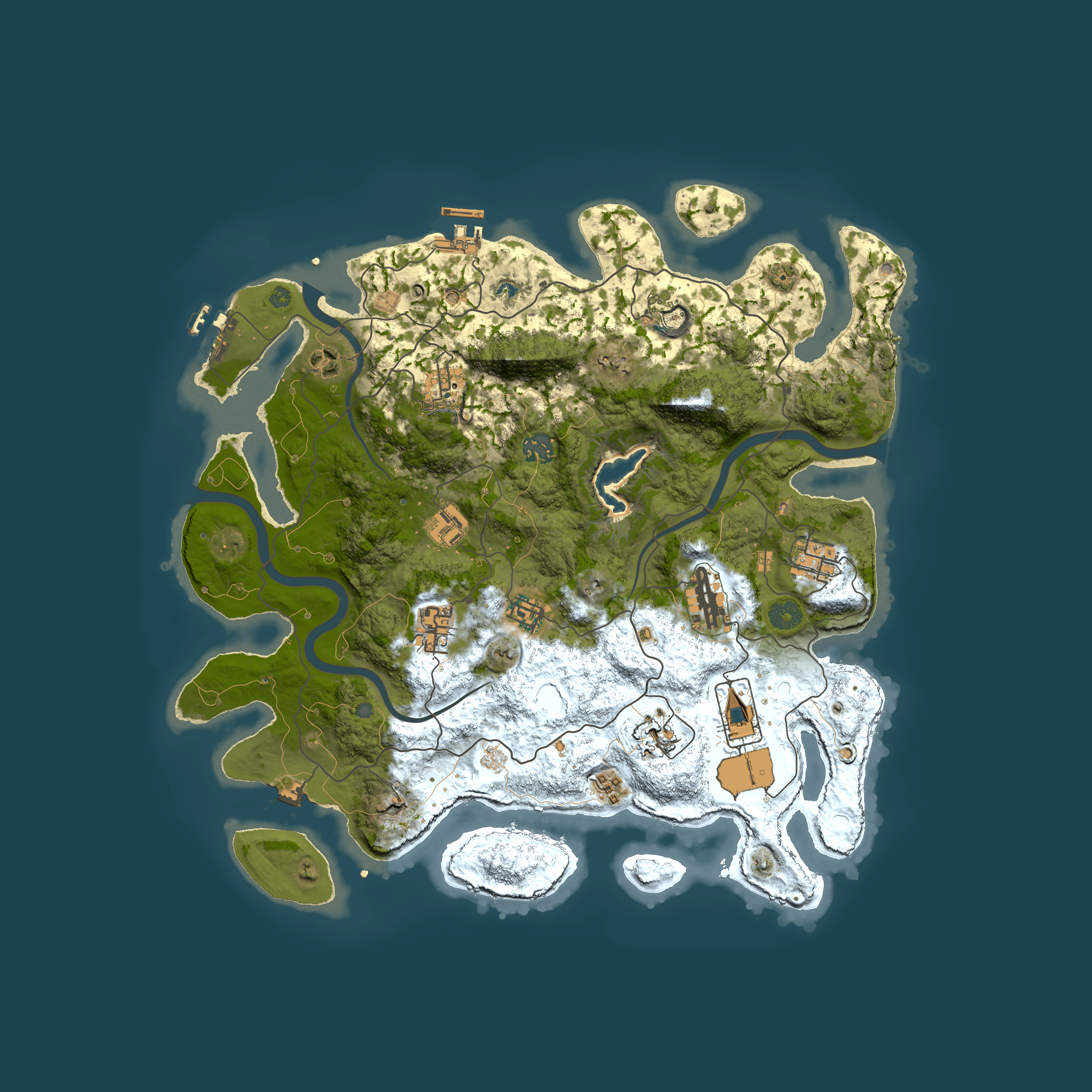 Full top-down render of Rust map seed 1609124850, 4000x4000m