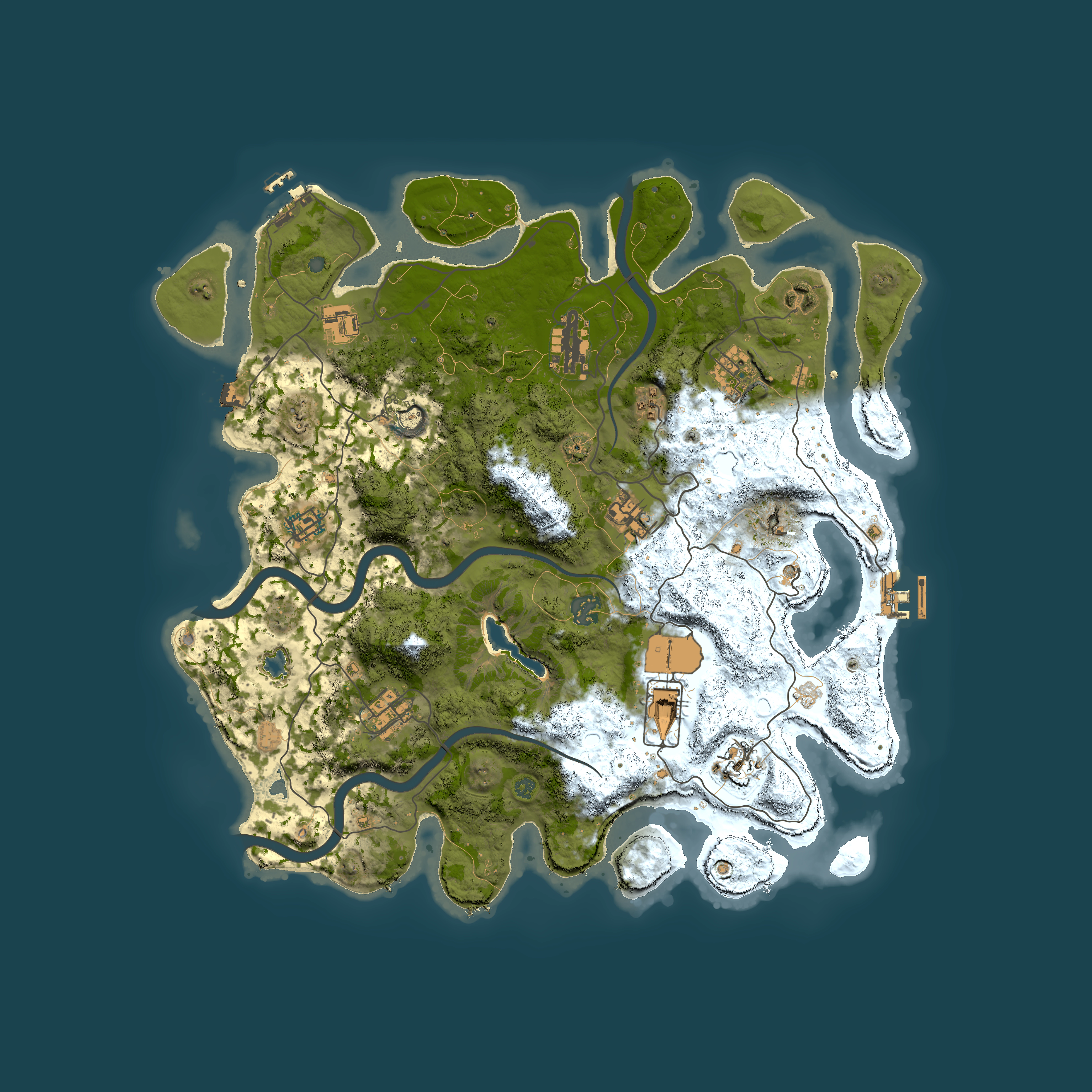 Full top-down render of Rust map seed 1872813792, 4000x4000m