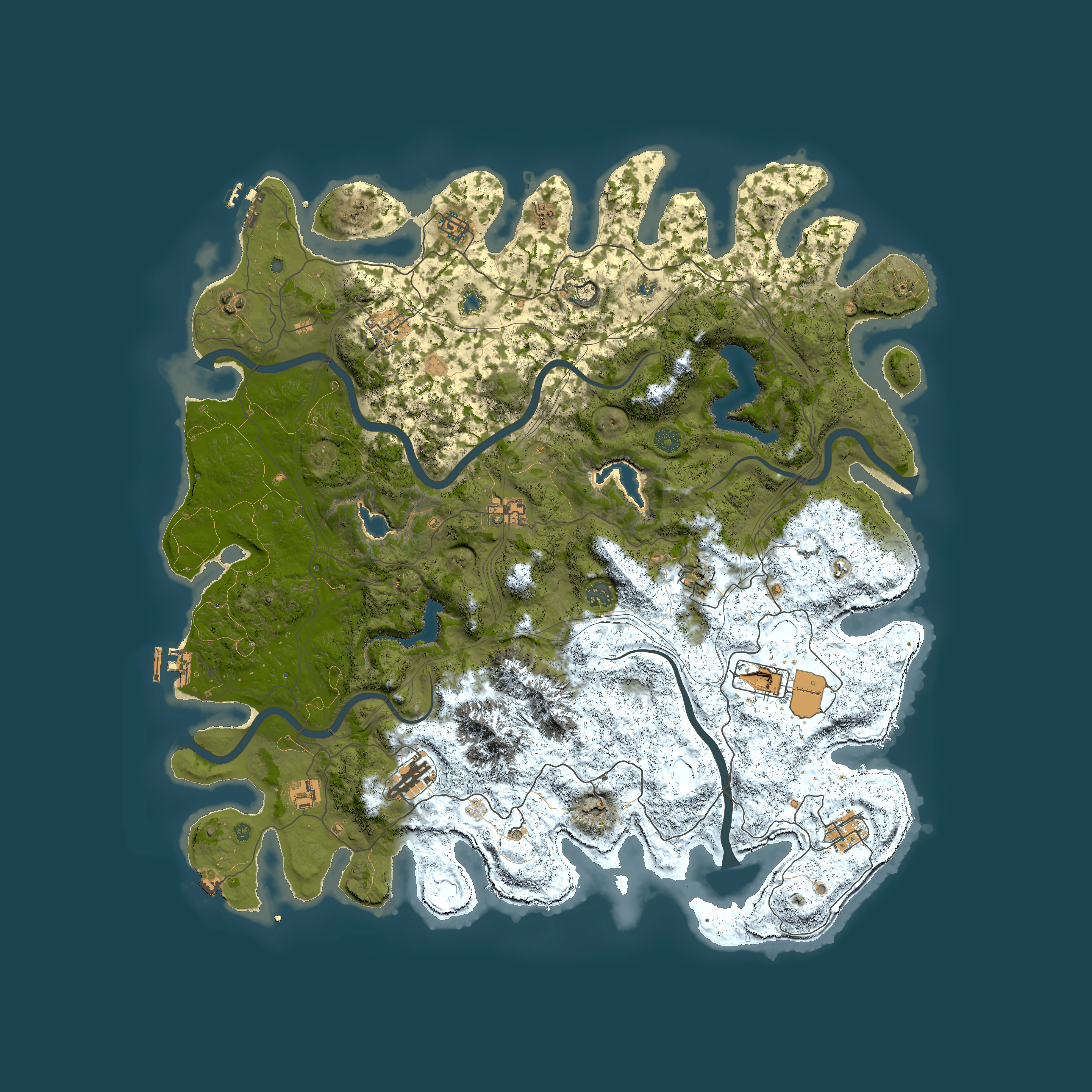 Full top-down render of Rust map seed 696636788, 5000x5000m