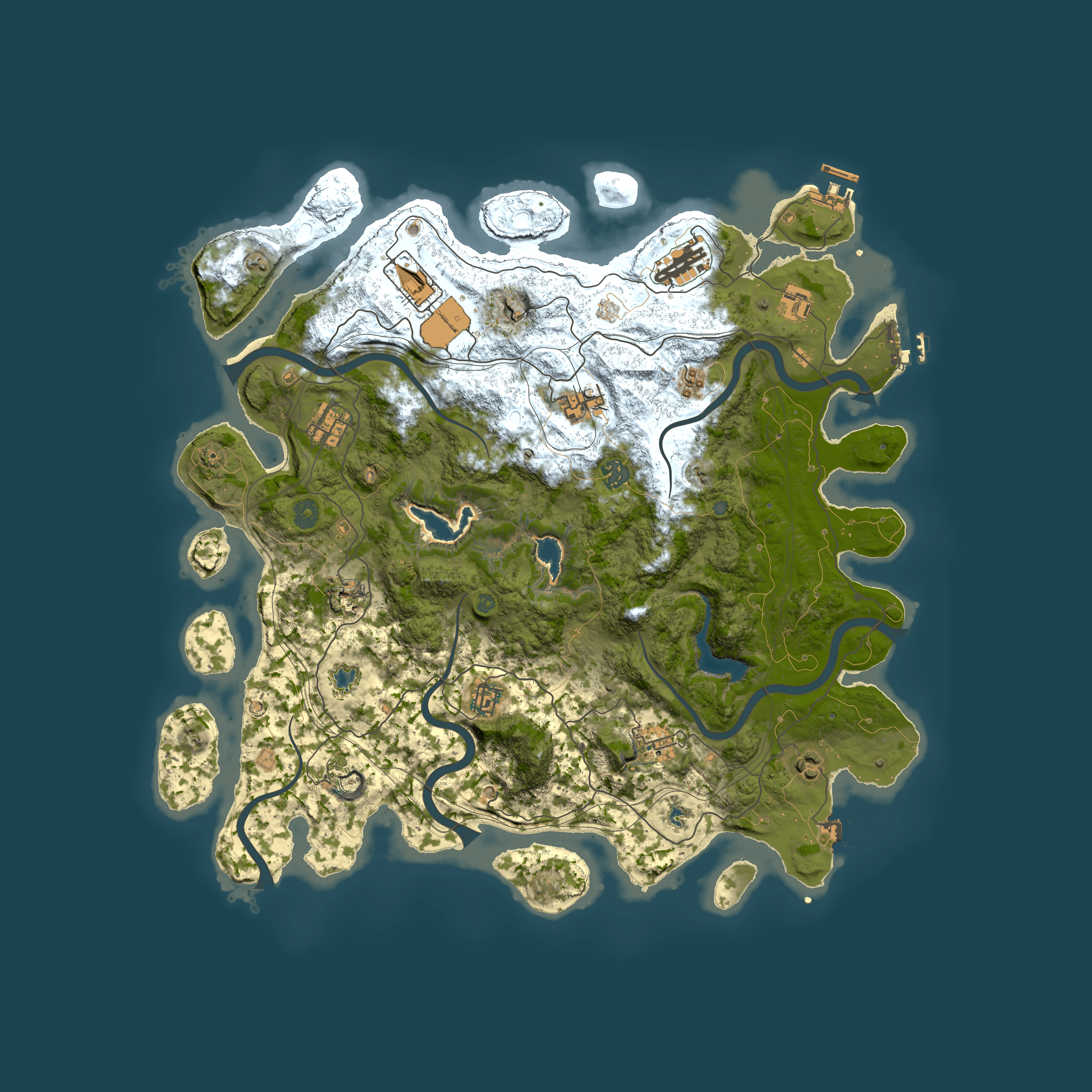 Full top-down render of Rust map seed 1564394624, 4500x4500m
