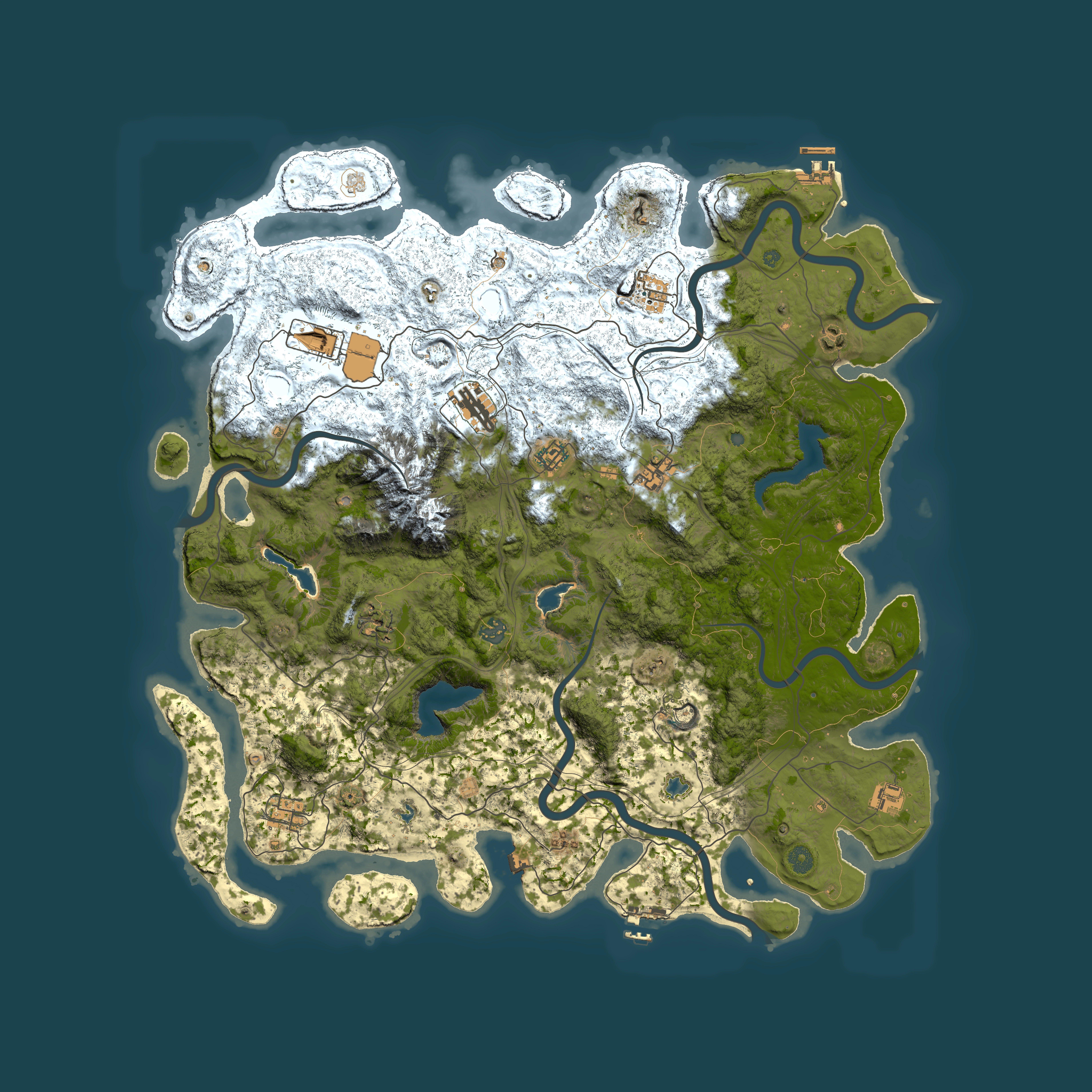 Full top-down render of Rust map seed 65954329, 5000x5000m
