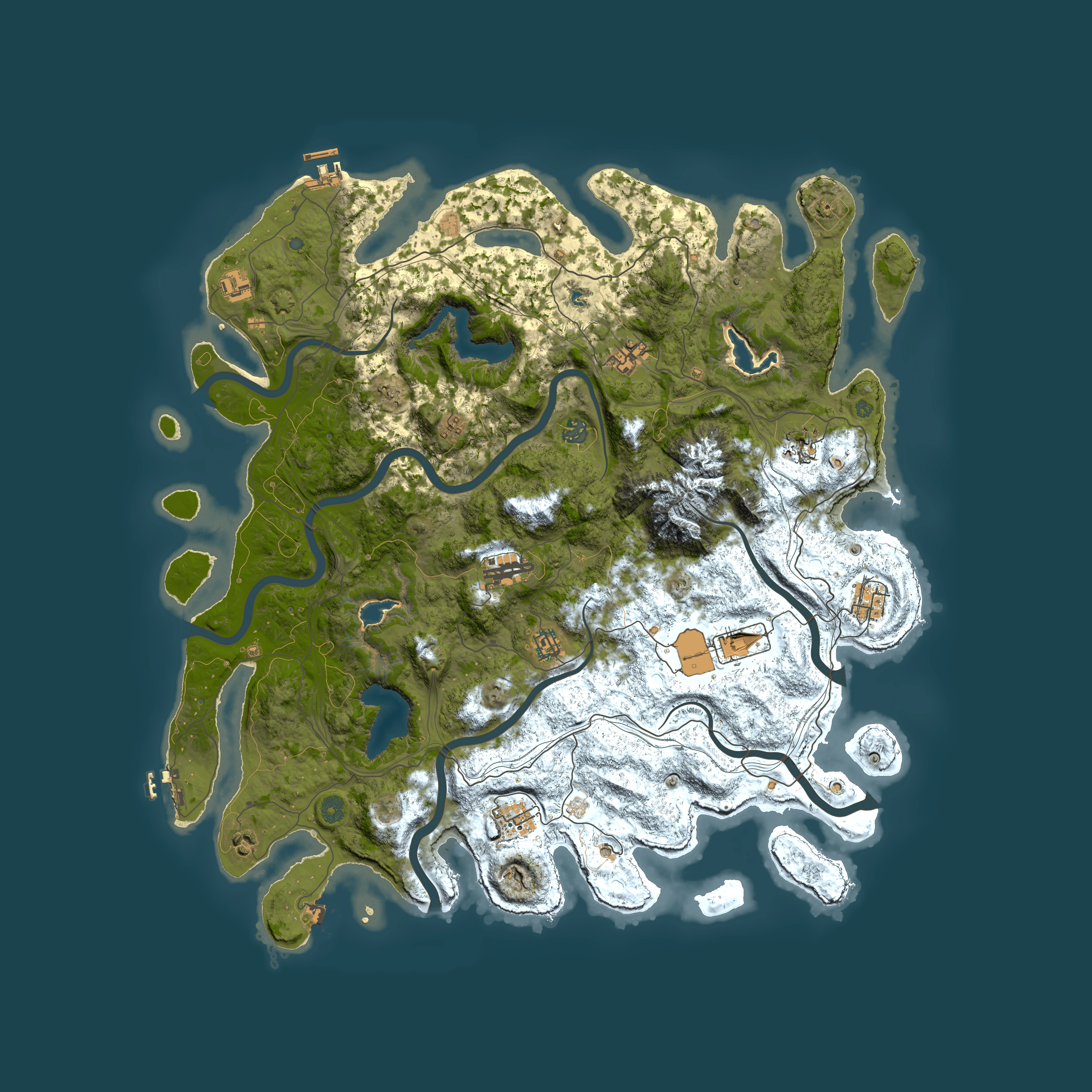 Full top-down render of Rust map seed 1454426727, 5000x5000m
