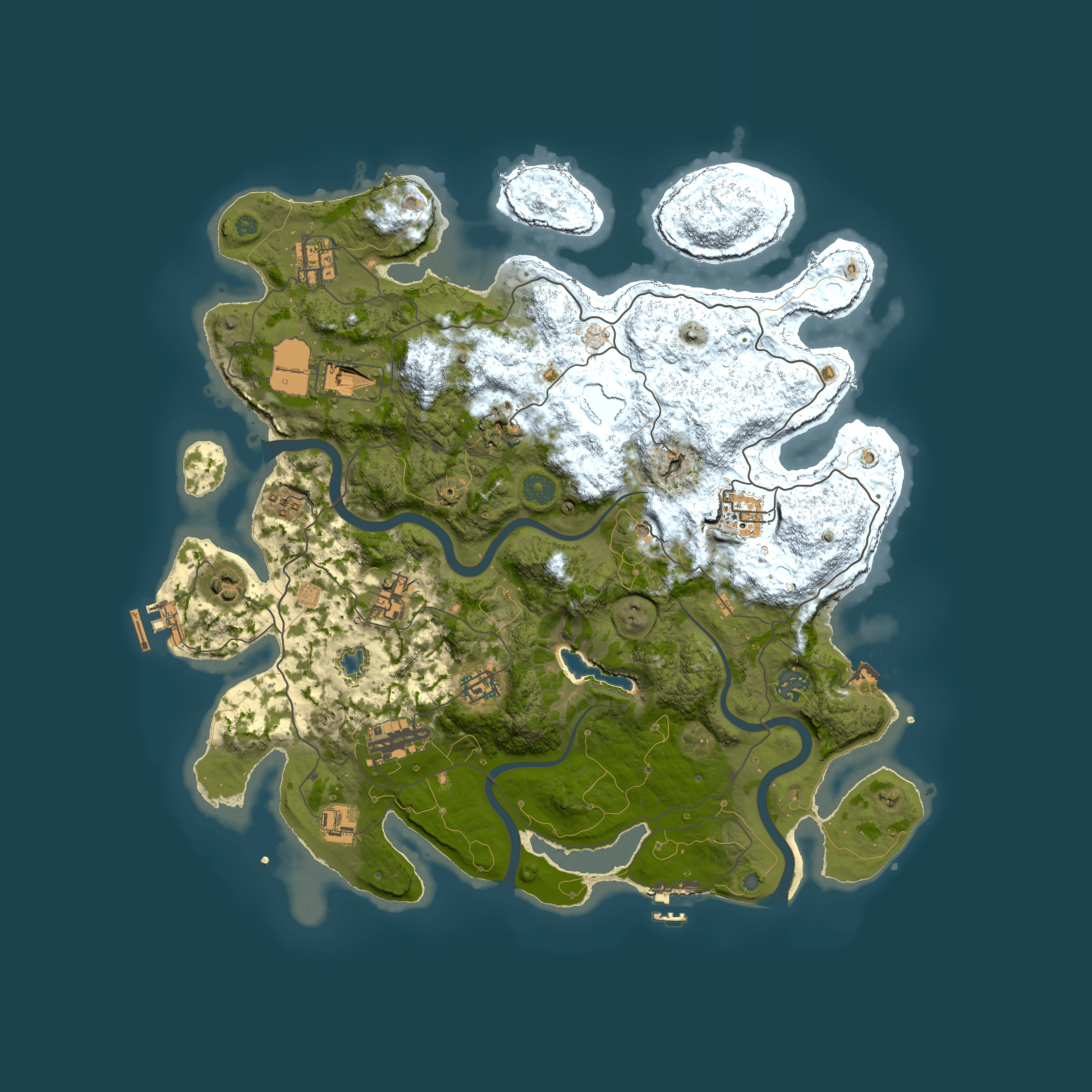 Full top-down render of Rust map seed 1733880994, 4000x4000m