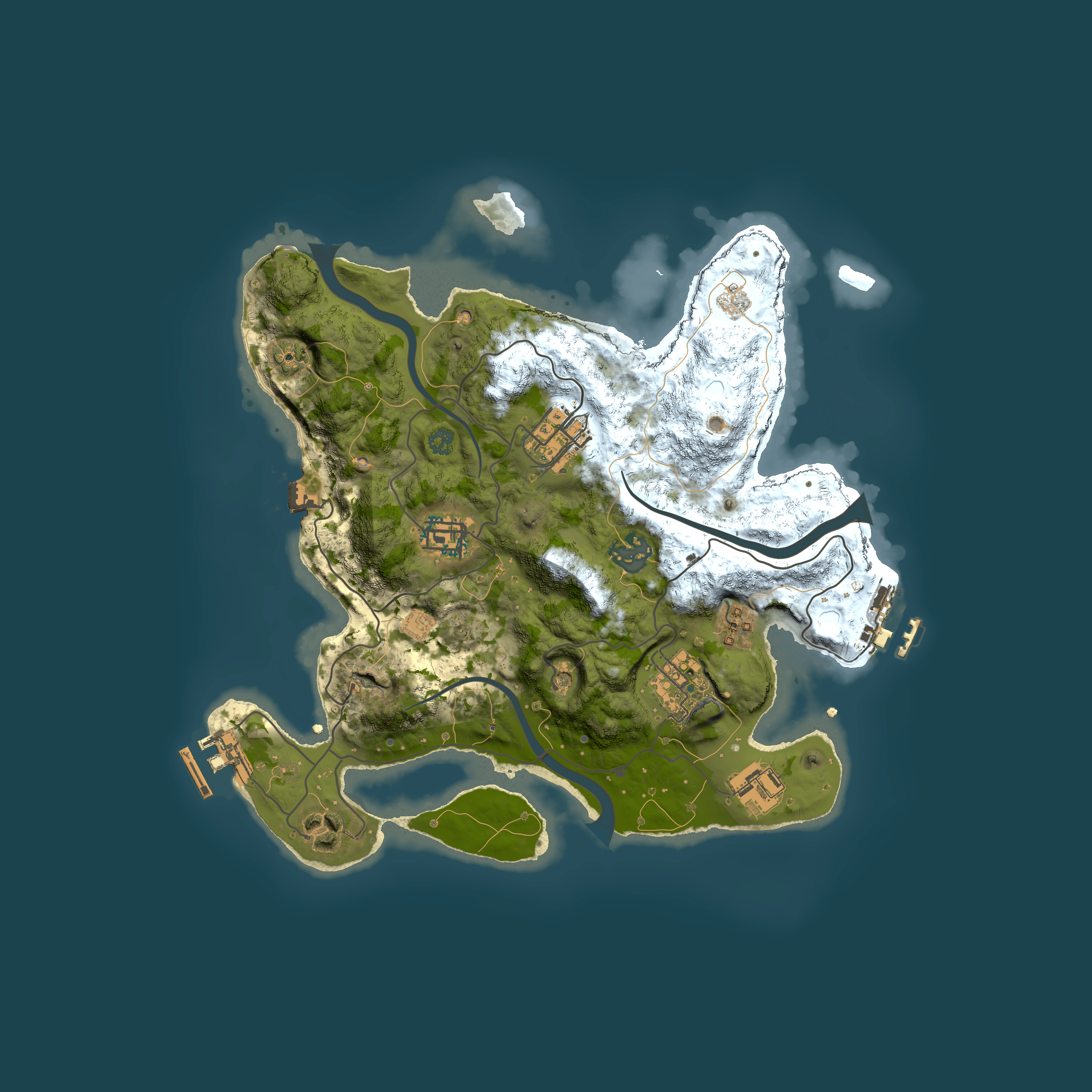 Full top-down render of Rust map seed 1154425231, 3000x3000m