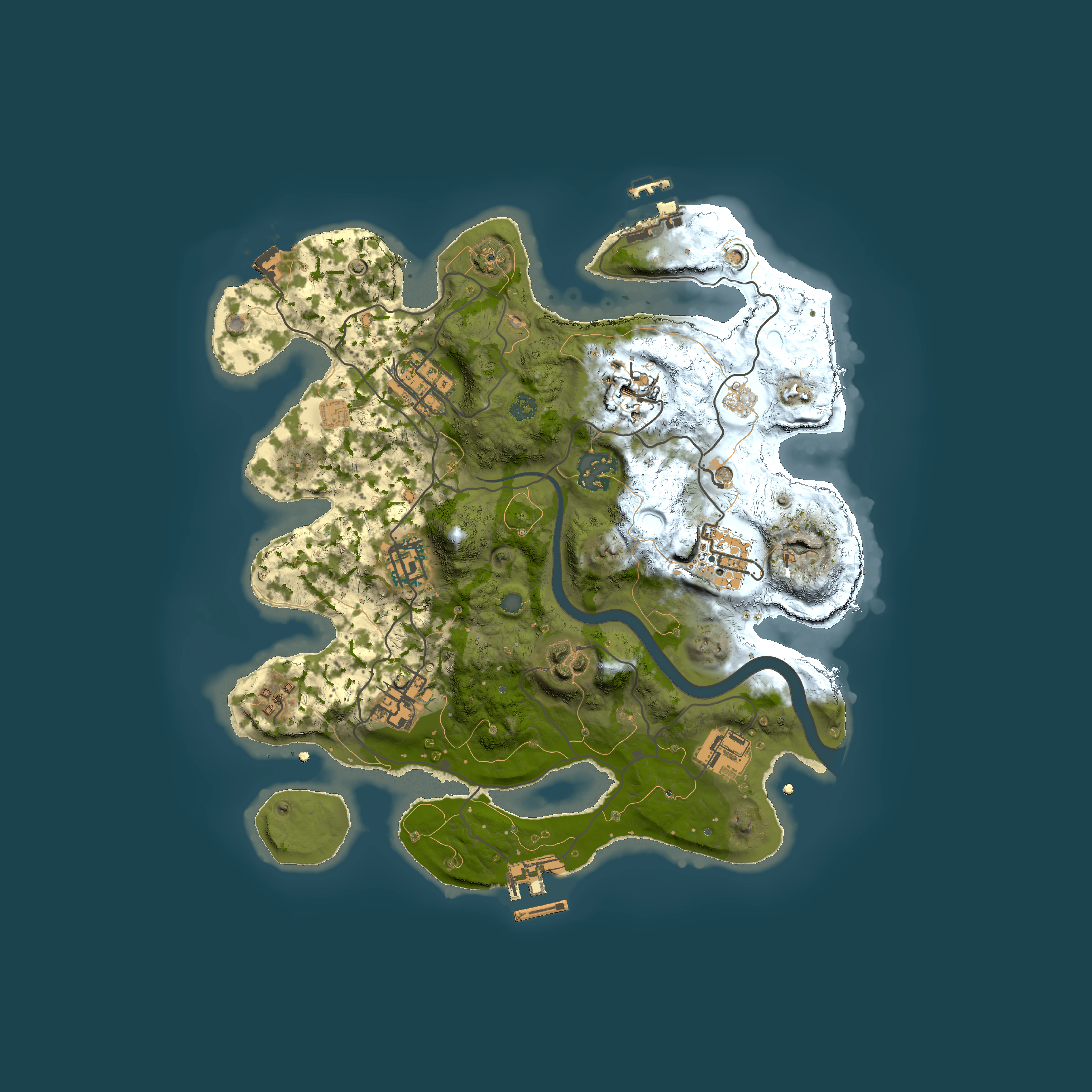 Full top-down render of Rust map seed 436629101, 3000x3000m