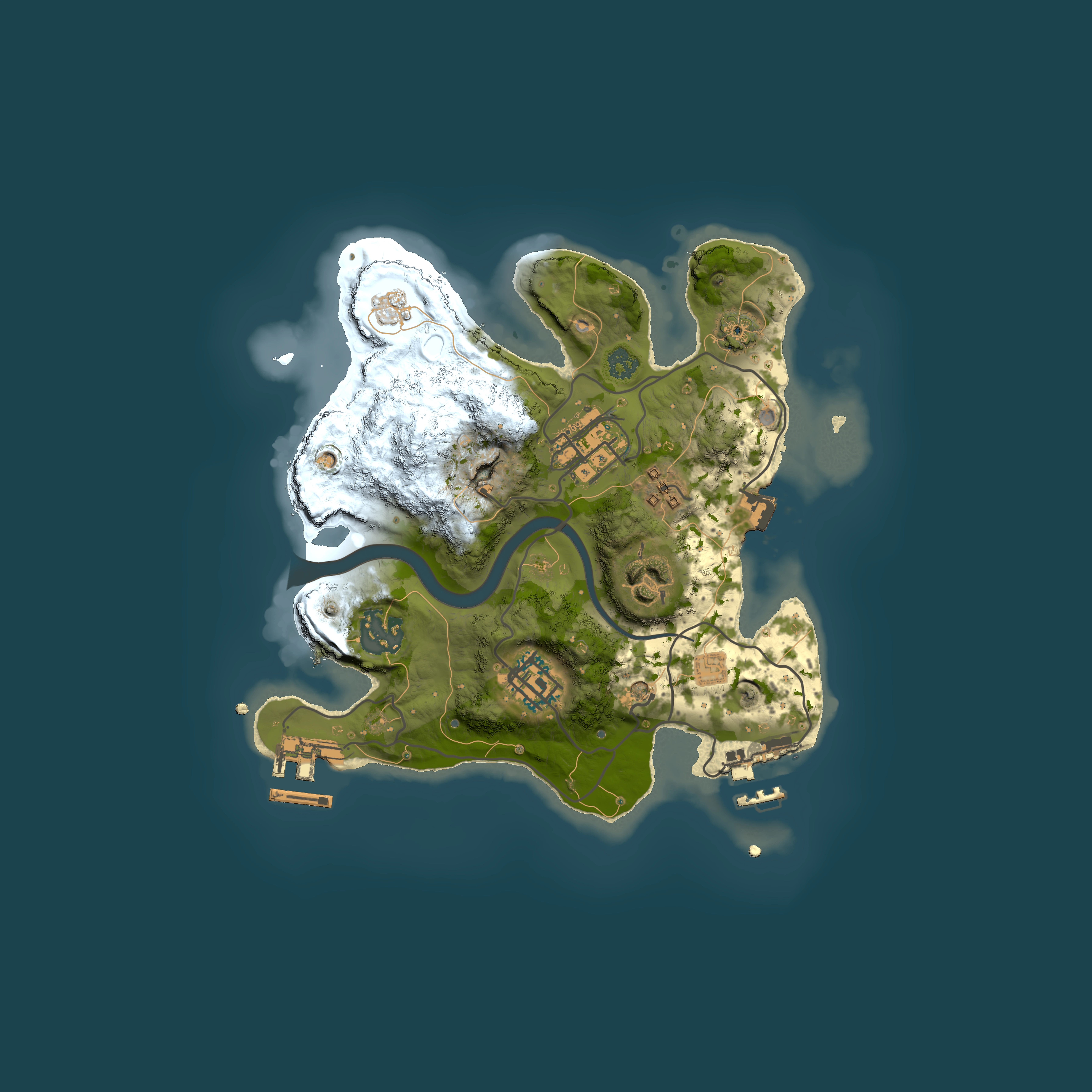 Full top-down render of Rust map seed 2040233270, 2500x2500m