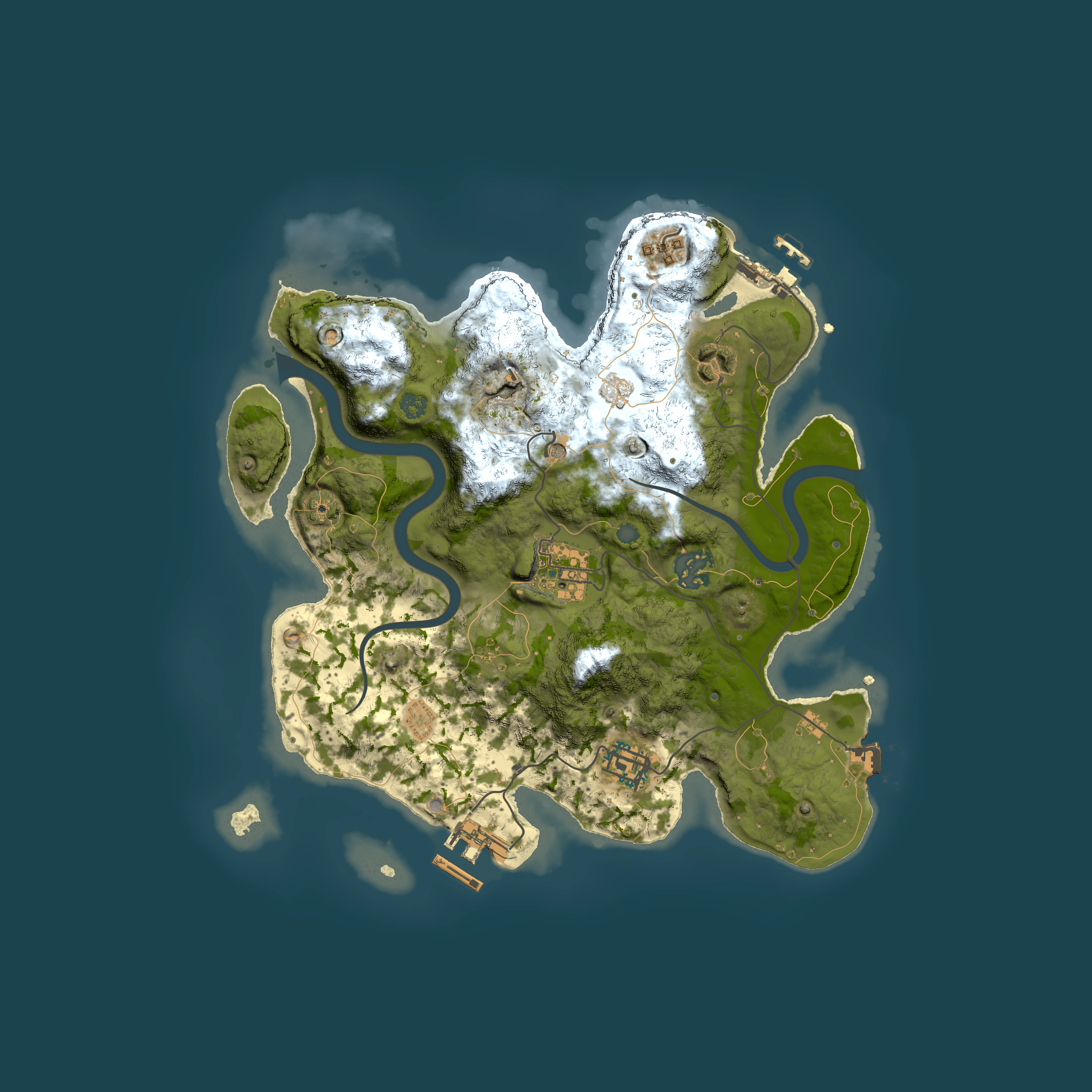 Full top-down render of Rust map seed 57879315, 3000x3000m