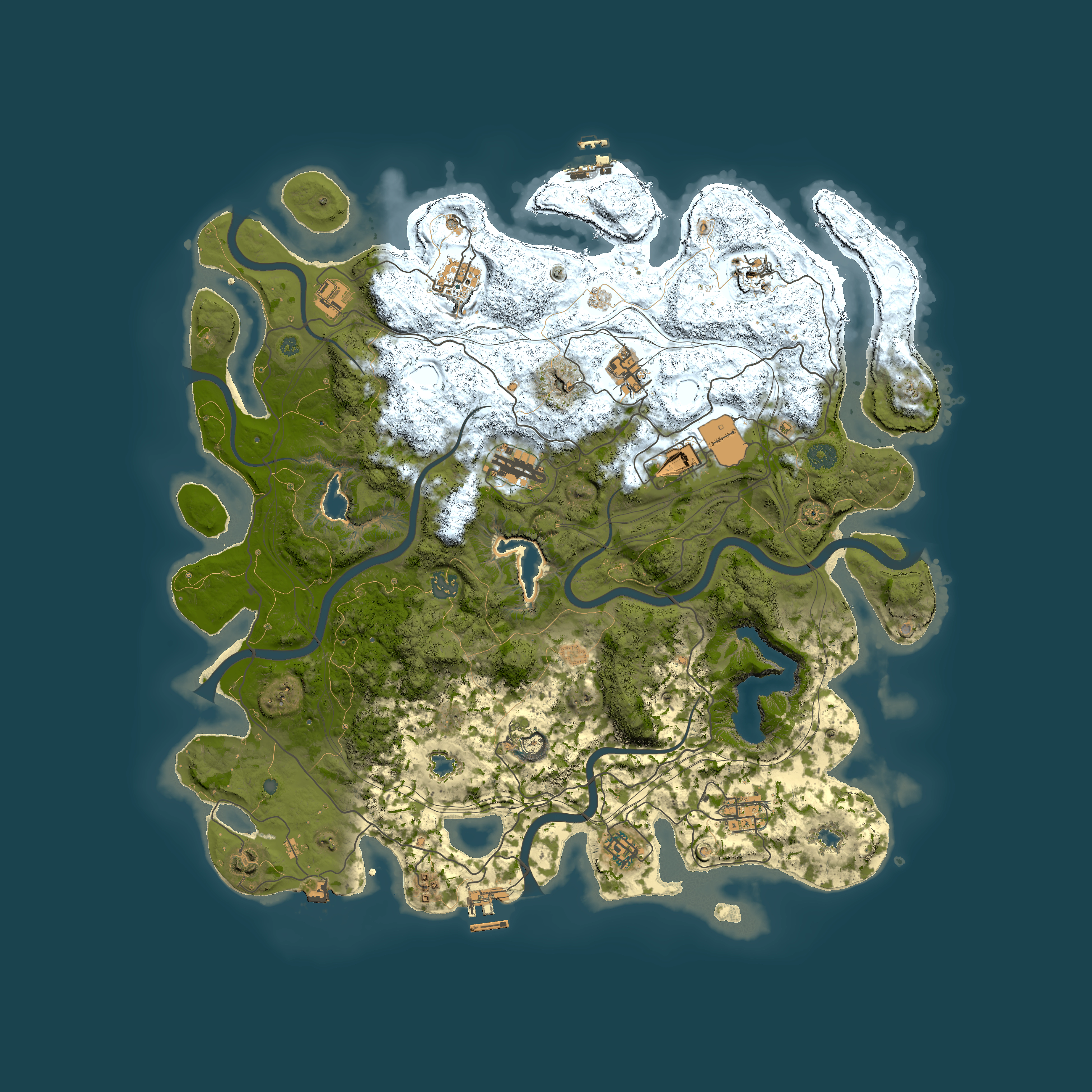 Full top-down render of Rust map seed 1720881070, 4500x4500m