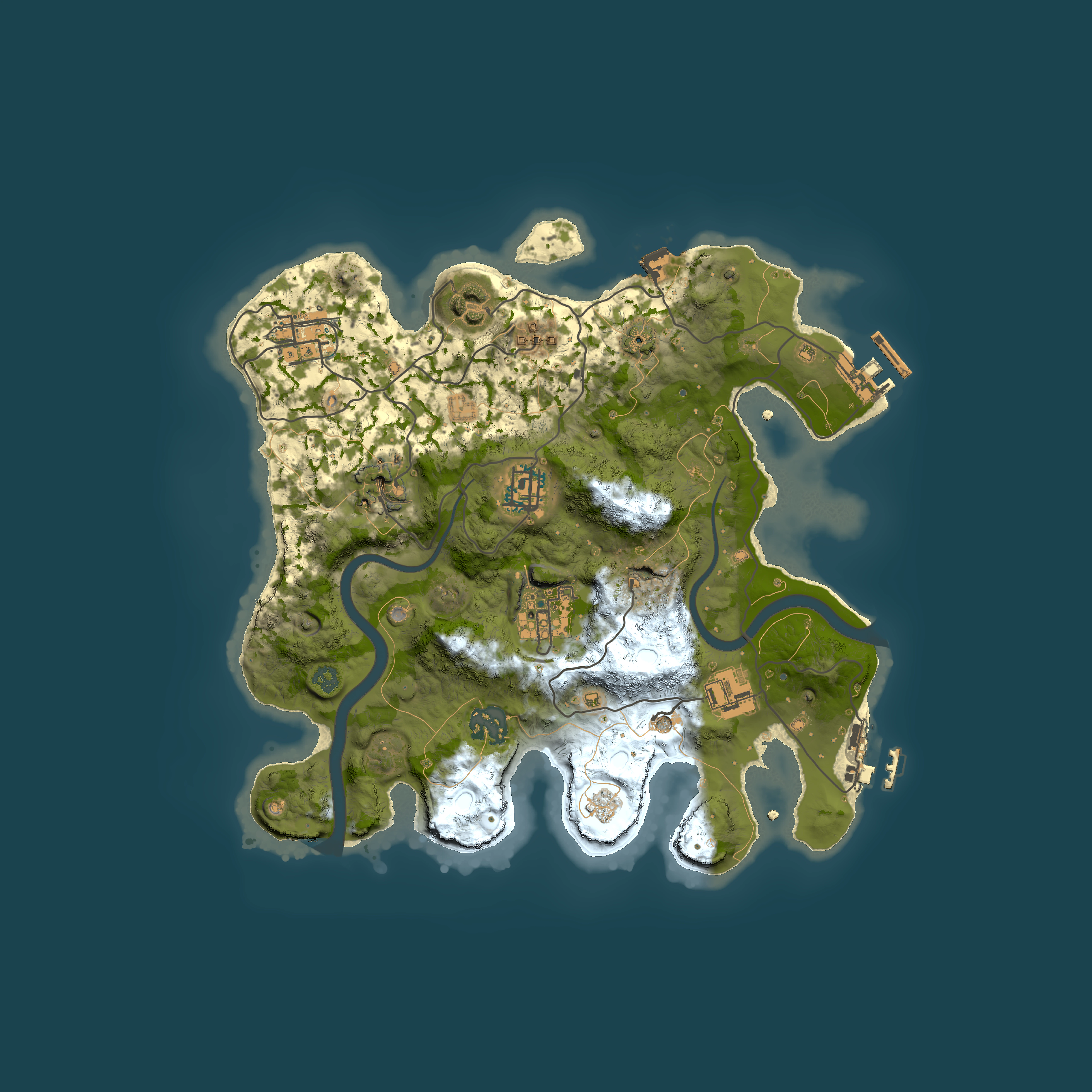 Full top-down render of Rust map seed 436829835, 3000x3000m