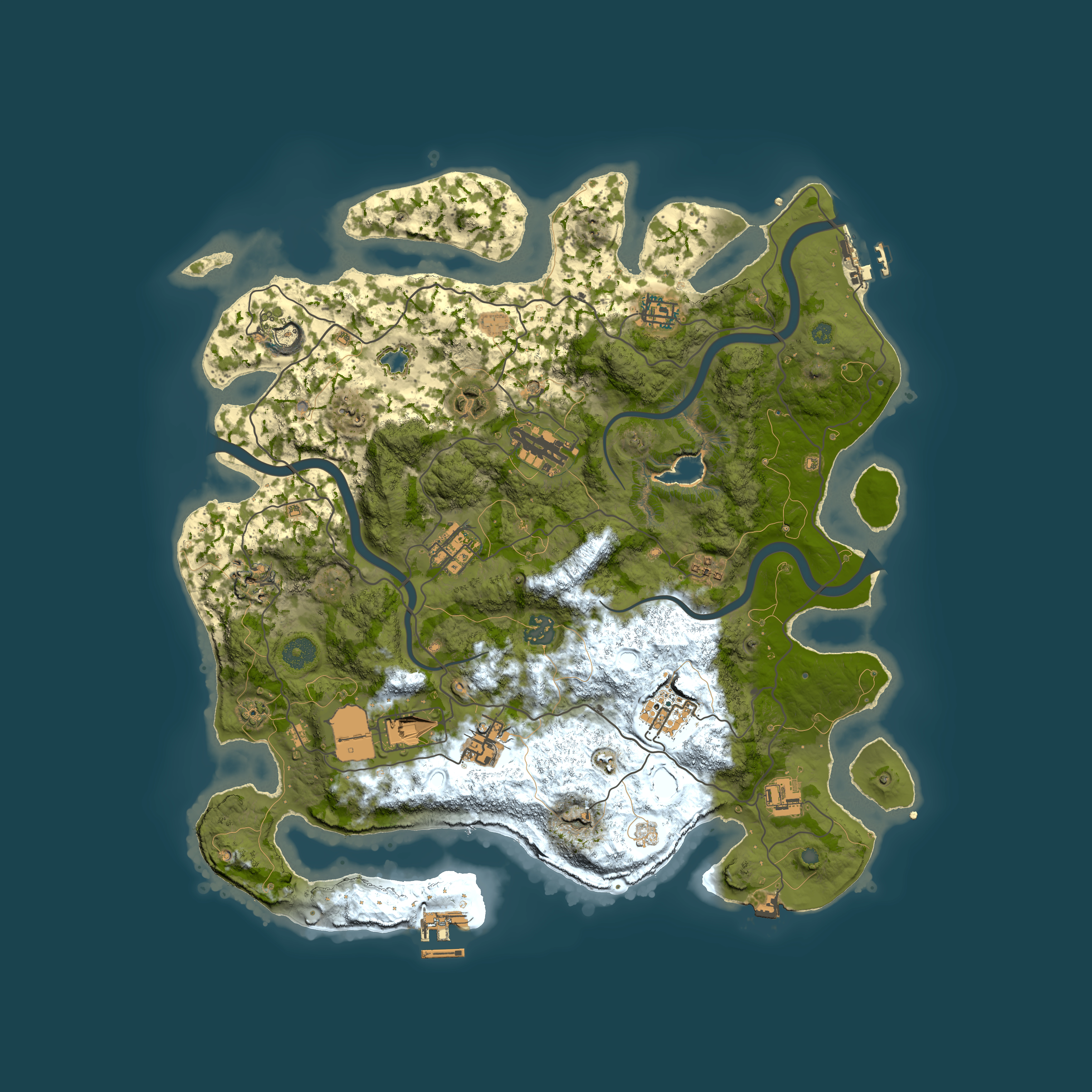 Full top-down render of Rust map seed 55014421, 4000x4000m