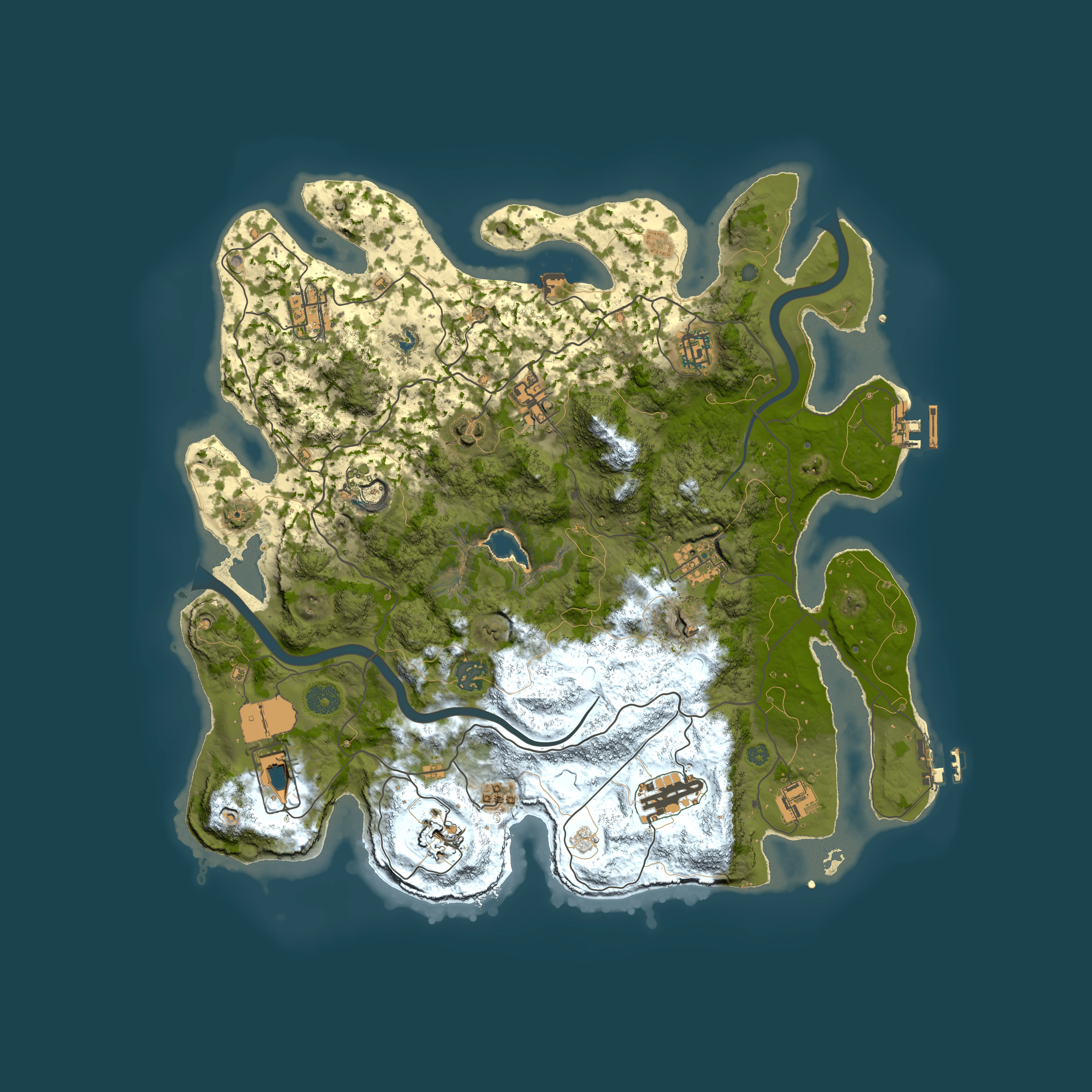 Full top-down render of Rust map seed 1564412629, 4000x4000m