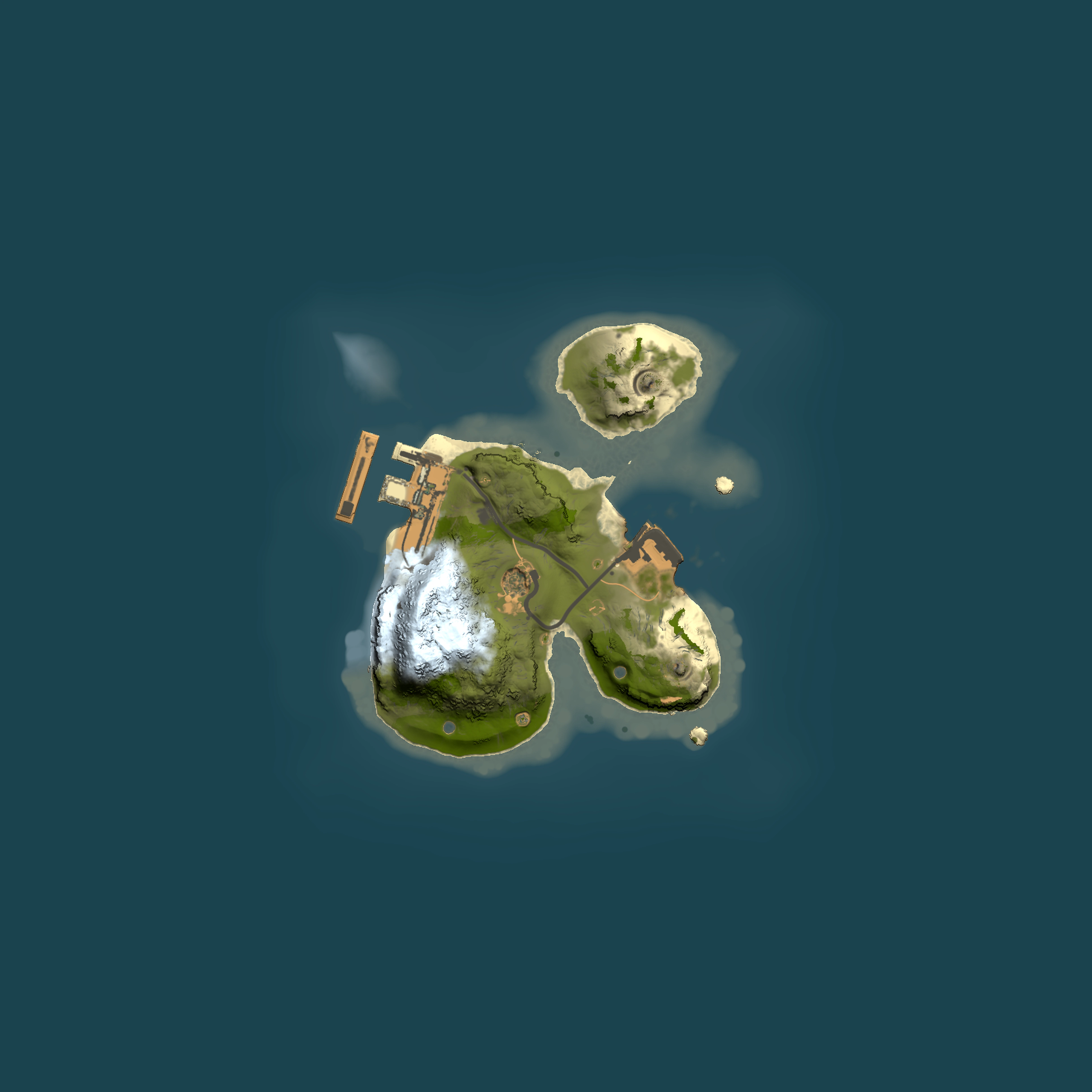 Full top-down render of Rust map seed 1709086494, 1500x1500m