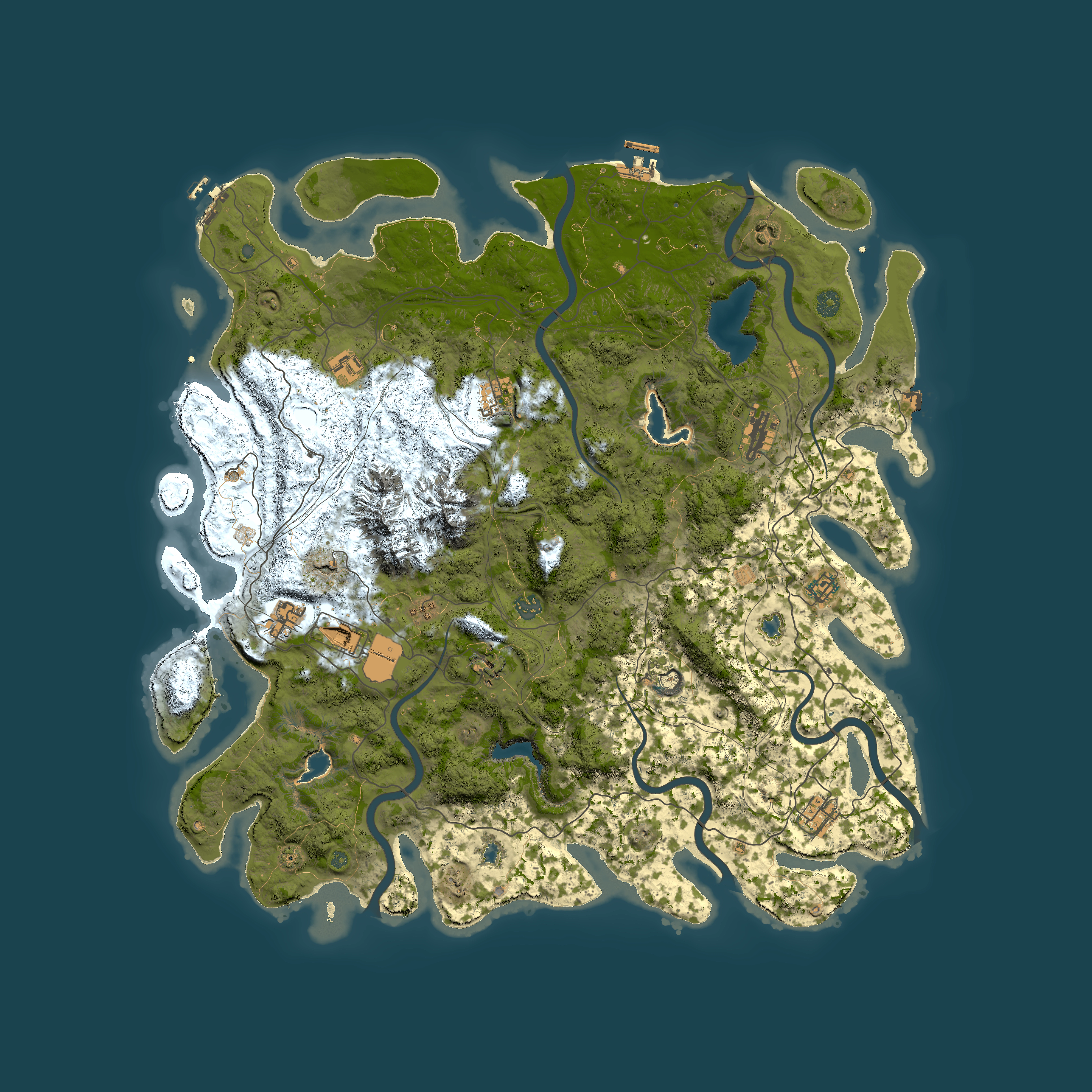 Full top-down render of Rust map seed 1040707175, 5000x5000m