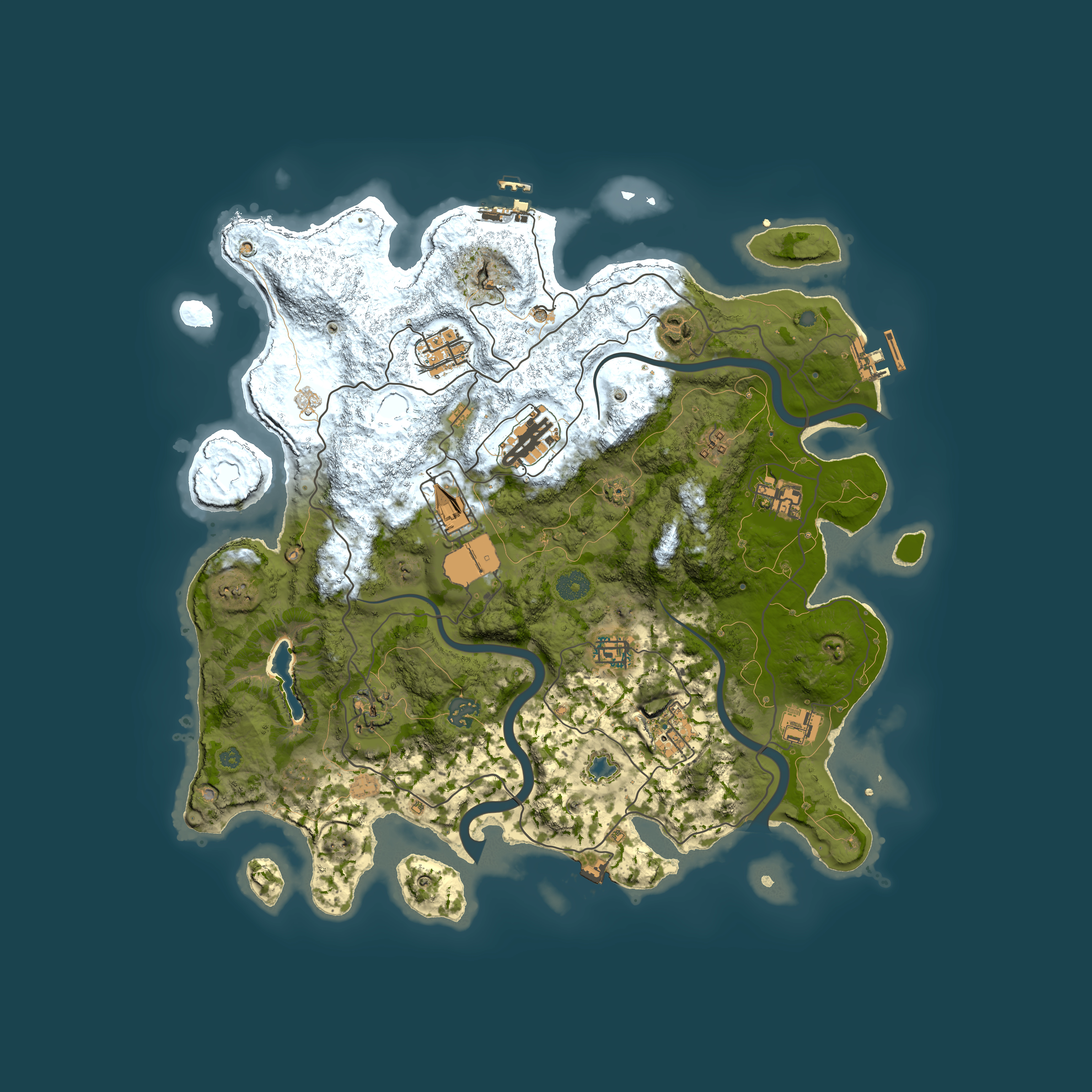 Full top-down render of Rust map seed 1040778864, 4000x4000m