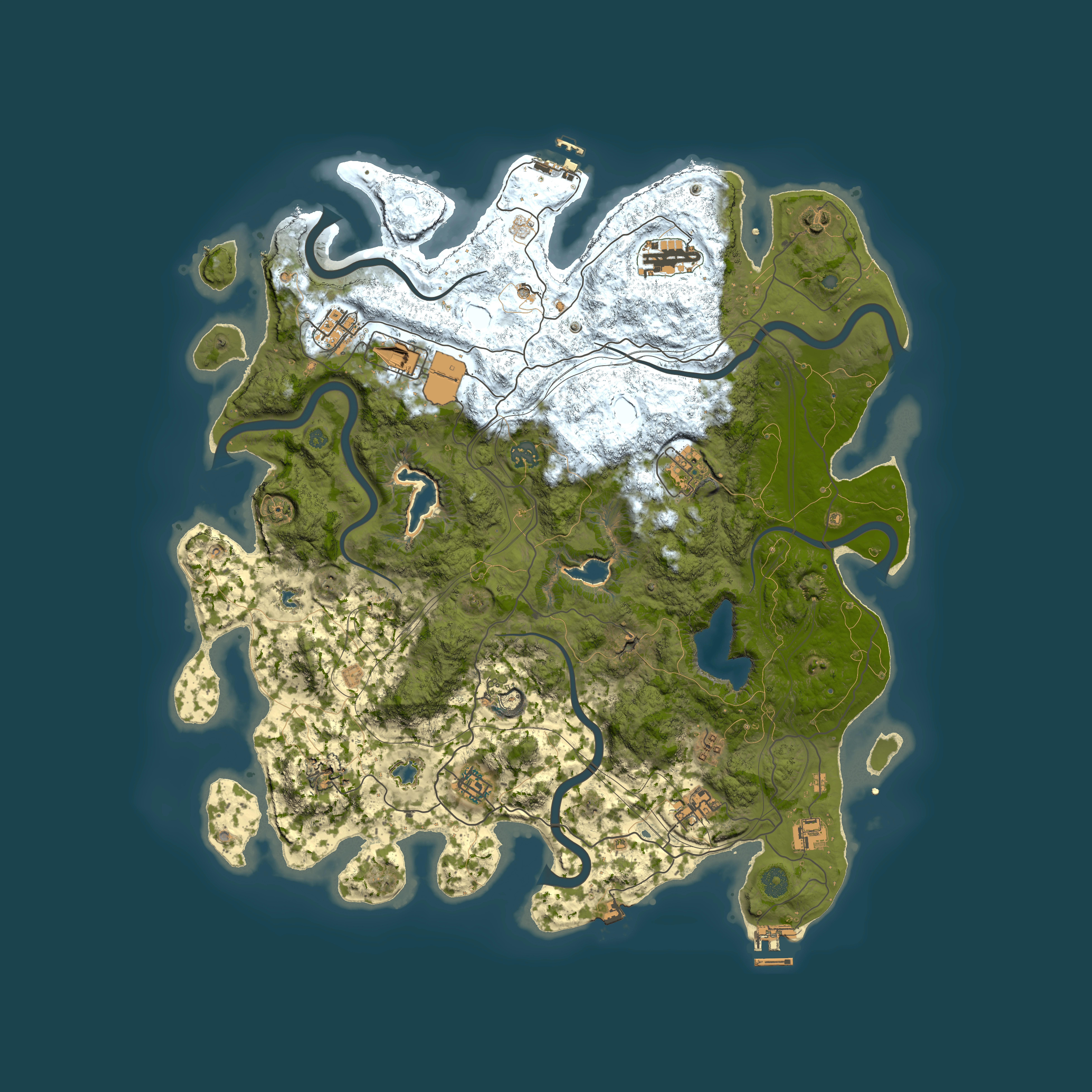 Full top-down render of Rust map seed 1048992145, 4500x4500m