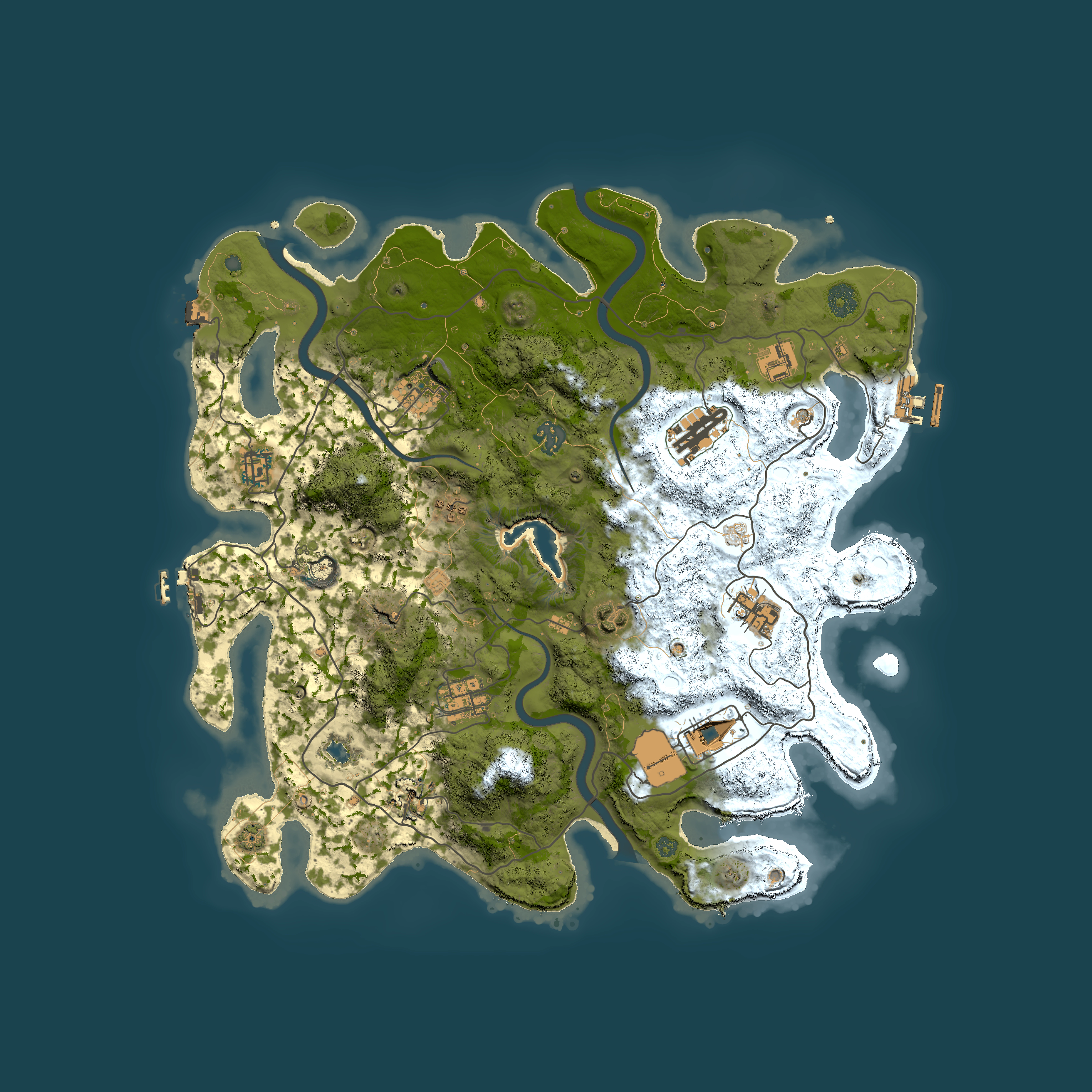 Full top-down render of Rust map seed 1119463498, 4000x4000m