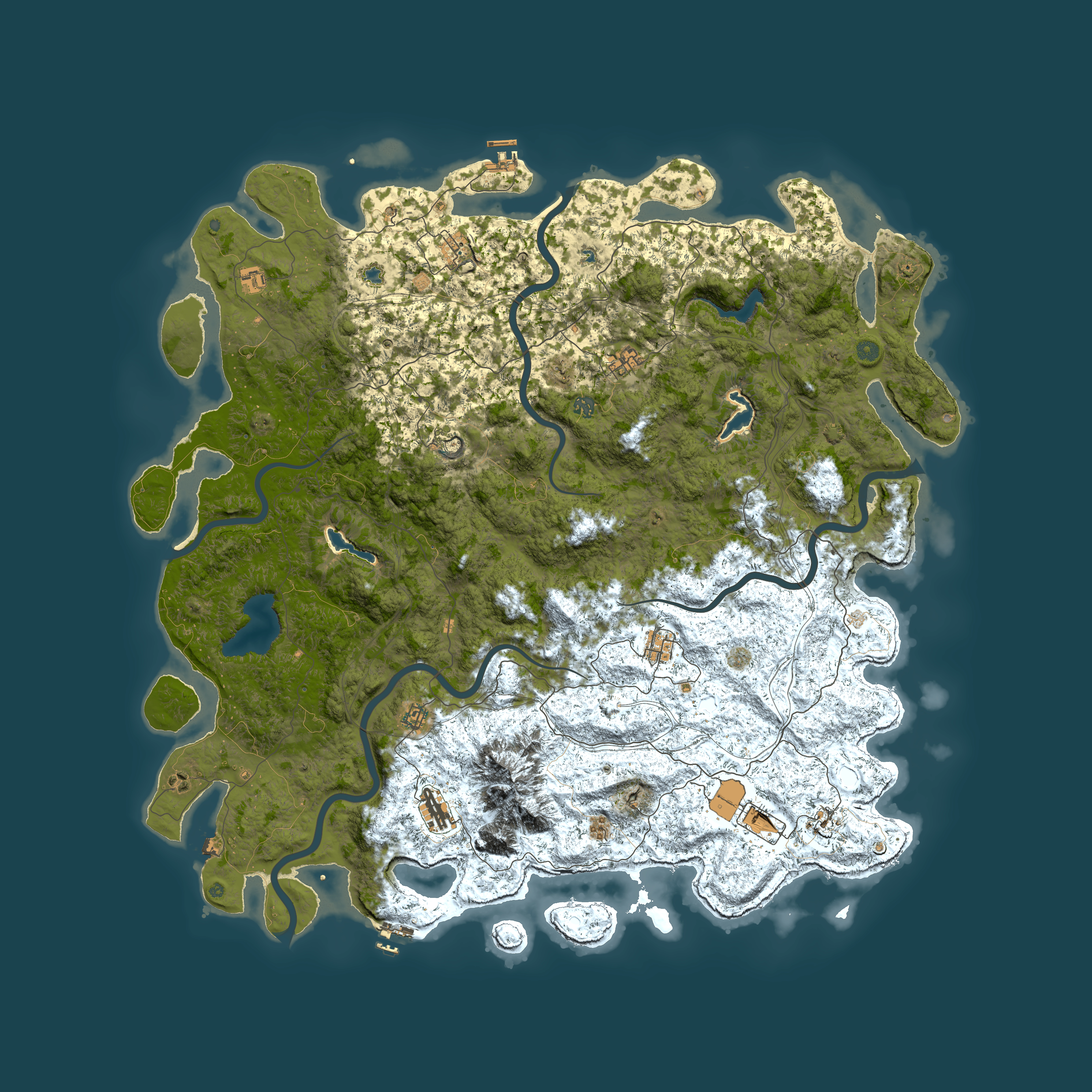 Full top-down render of Rust map seed 2130879889, 6000x6000m